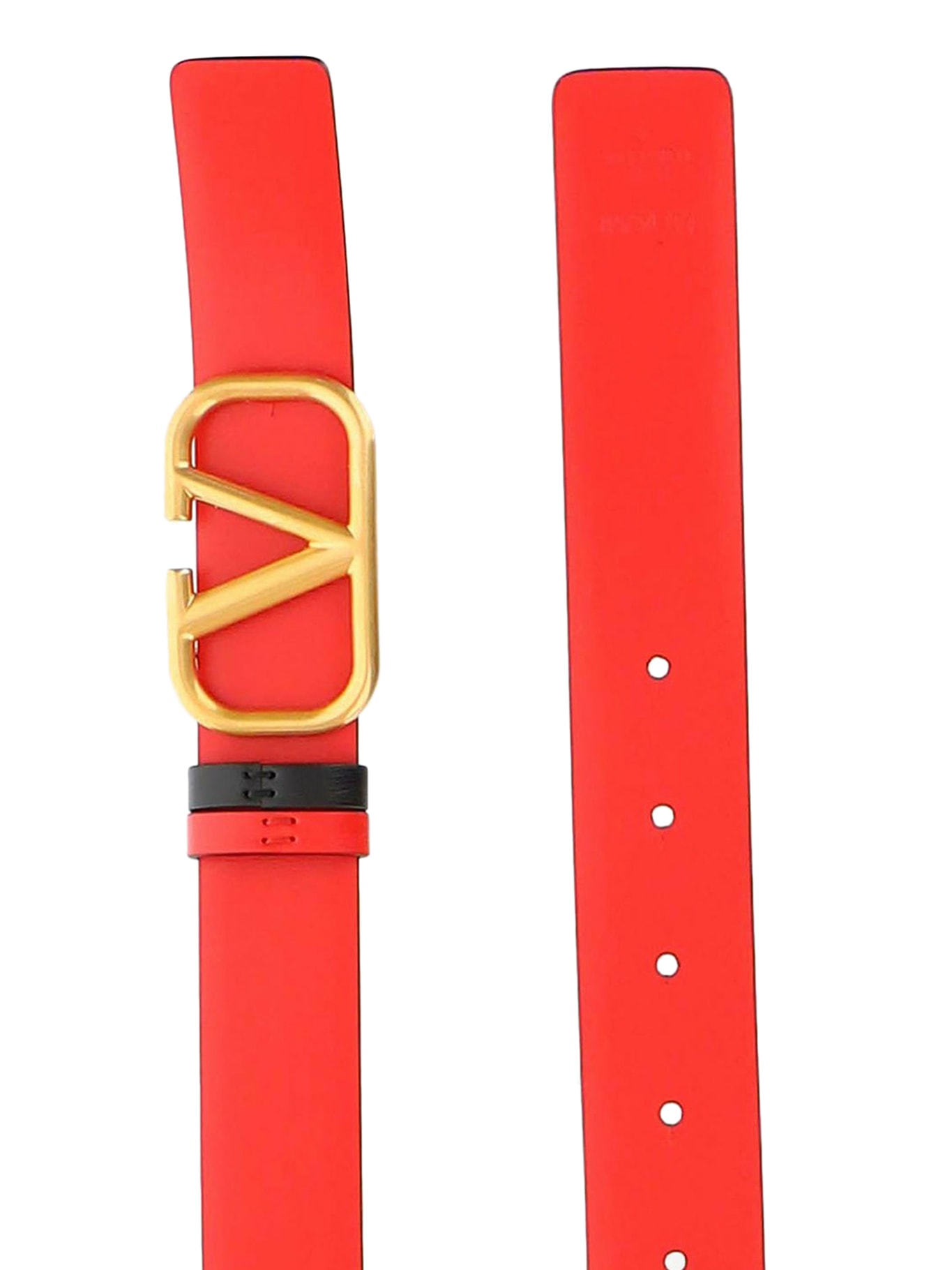 Valentino Black and Red Reversible Large Belt with VLogo Gold Buckle S –  Sellier