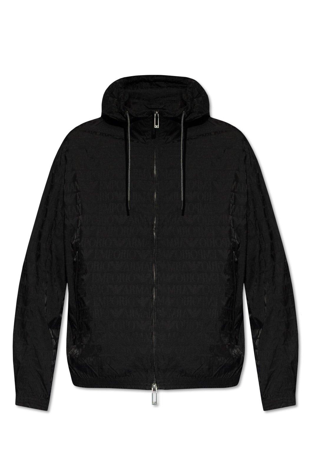 Shop Emporio Armani Hooded Jacket In Black