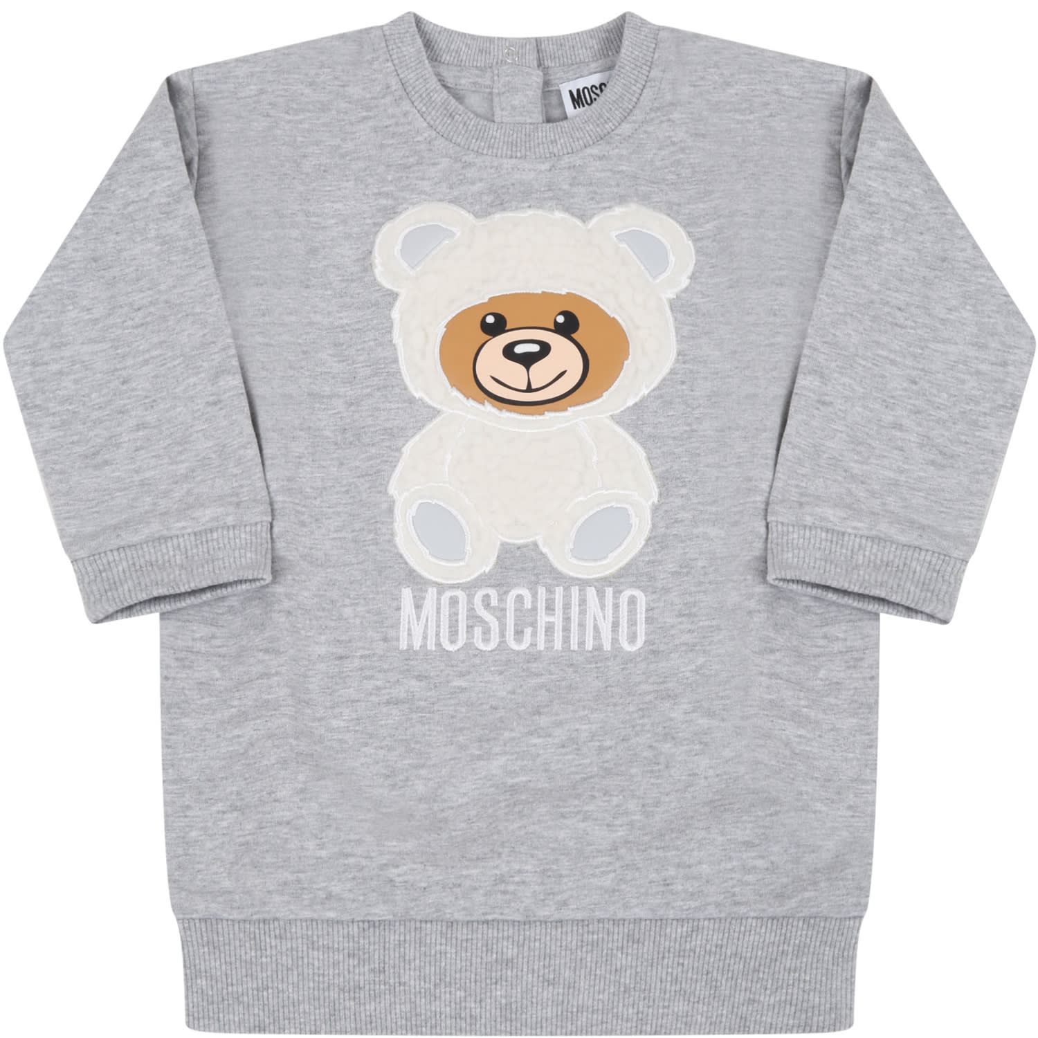 Moschino Grey Dress For Baby Girl With Teddy Bear