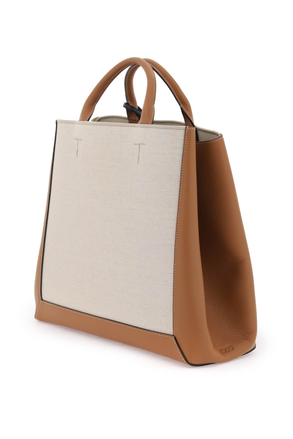 Shop Tod's Canvas & Leather Tote Bag In Dark