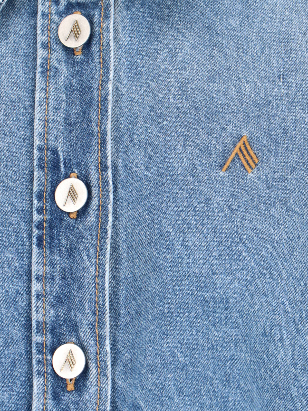 Attico Diana Denim Shirt Long Sleeves In Blue