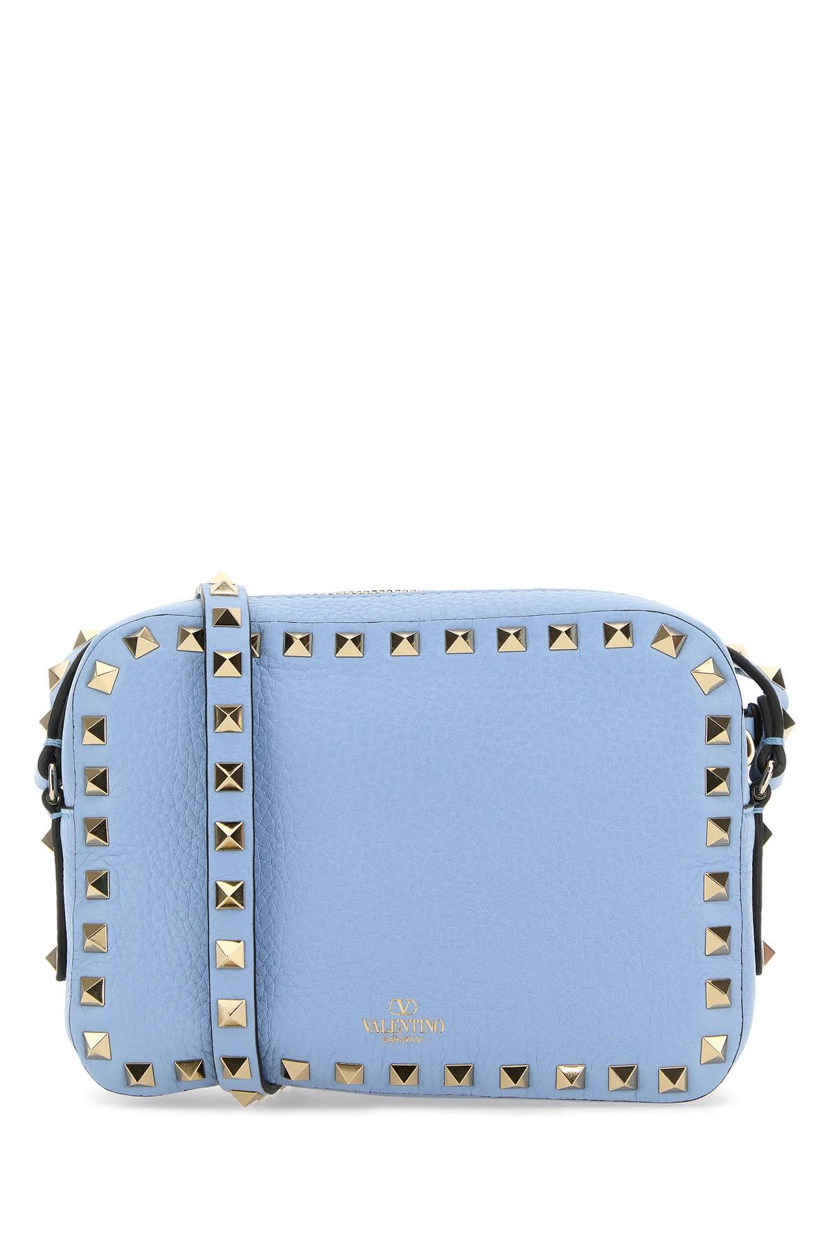Shop Valentino Light Blue Leather Rockstud Crossbody Bag