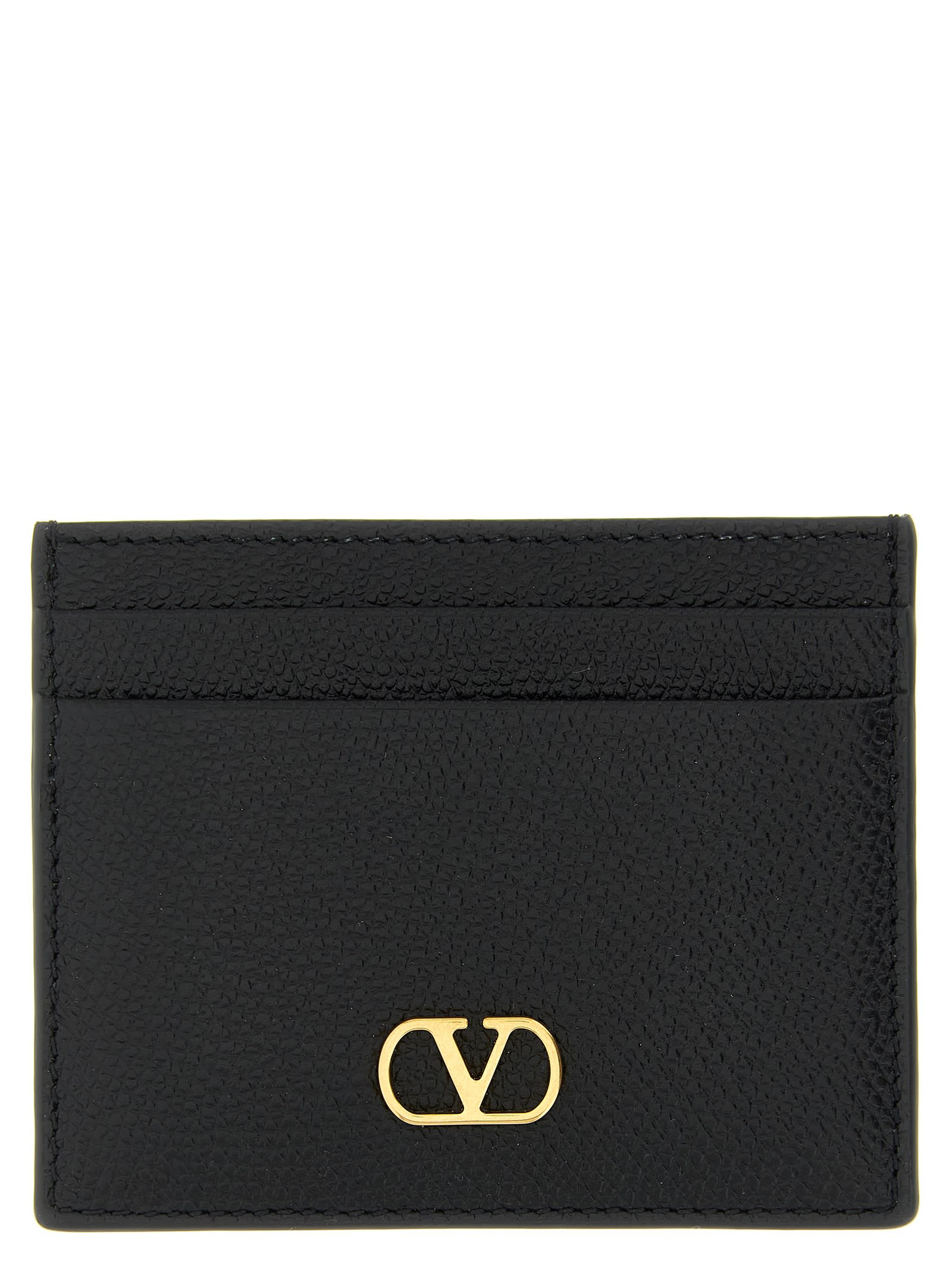 Valentino Garavani Vlogo Signature Black Credit Card Holder Women In Black