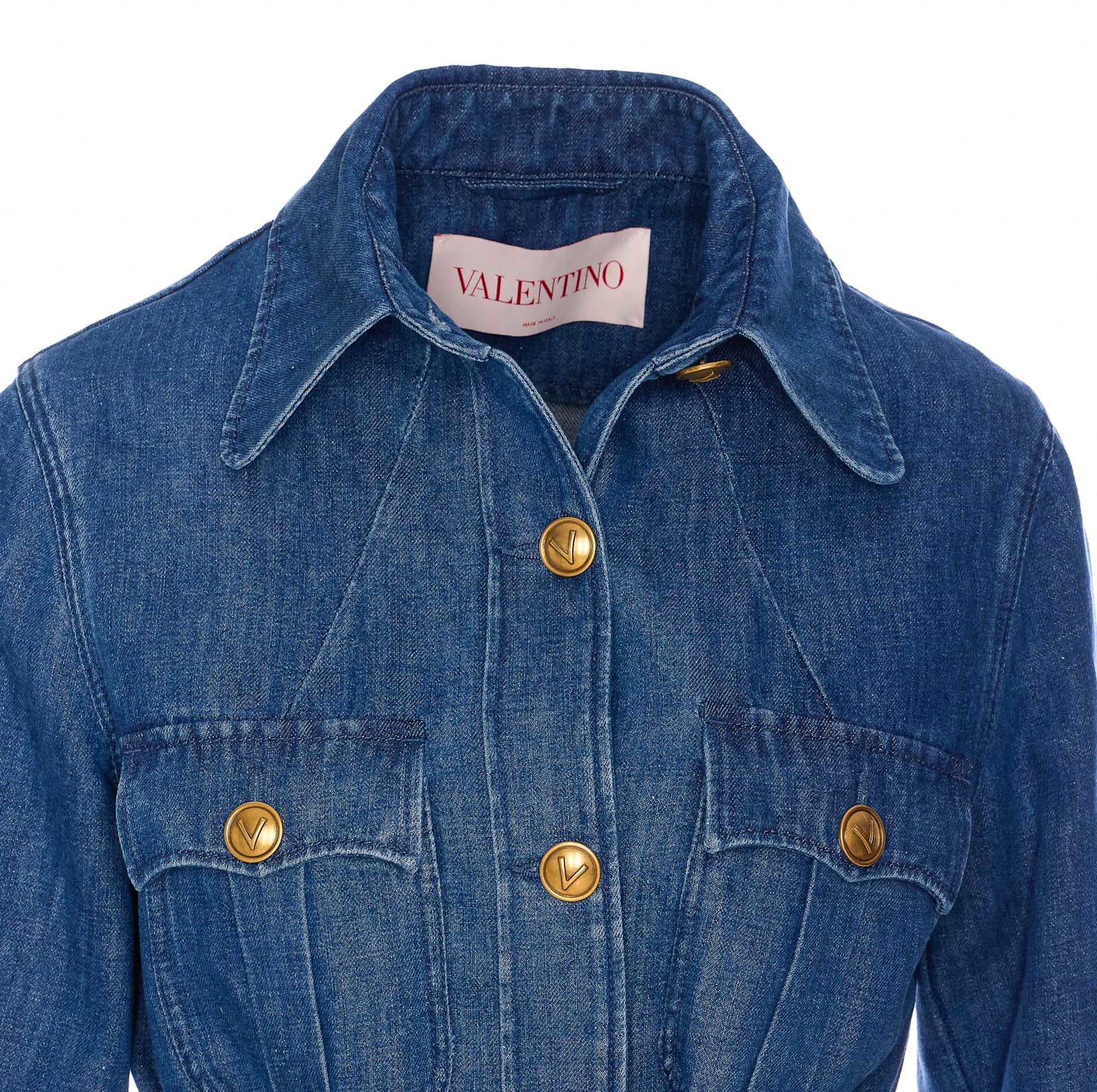 Shop Valentino Solid Sahariana In Denim In Blue