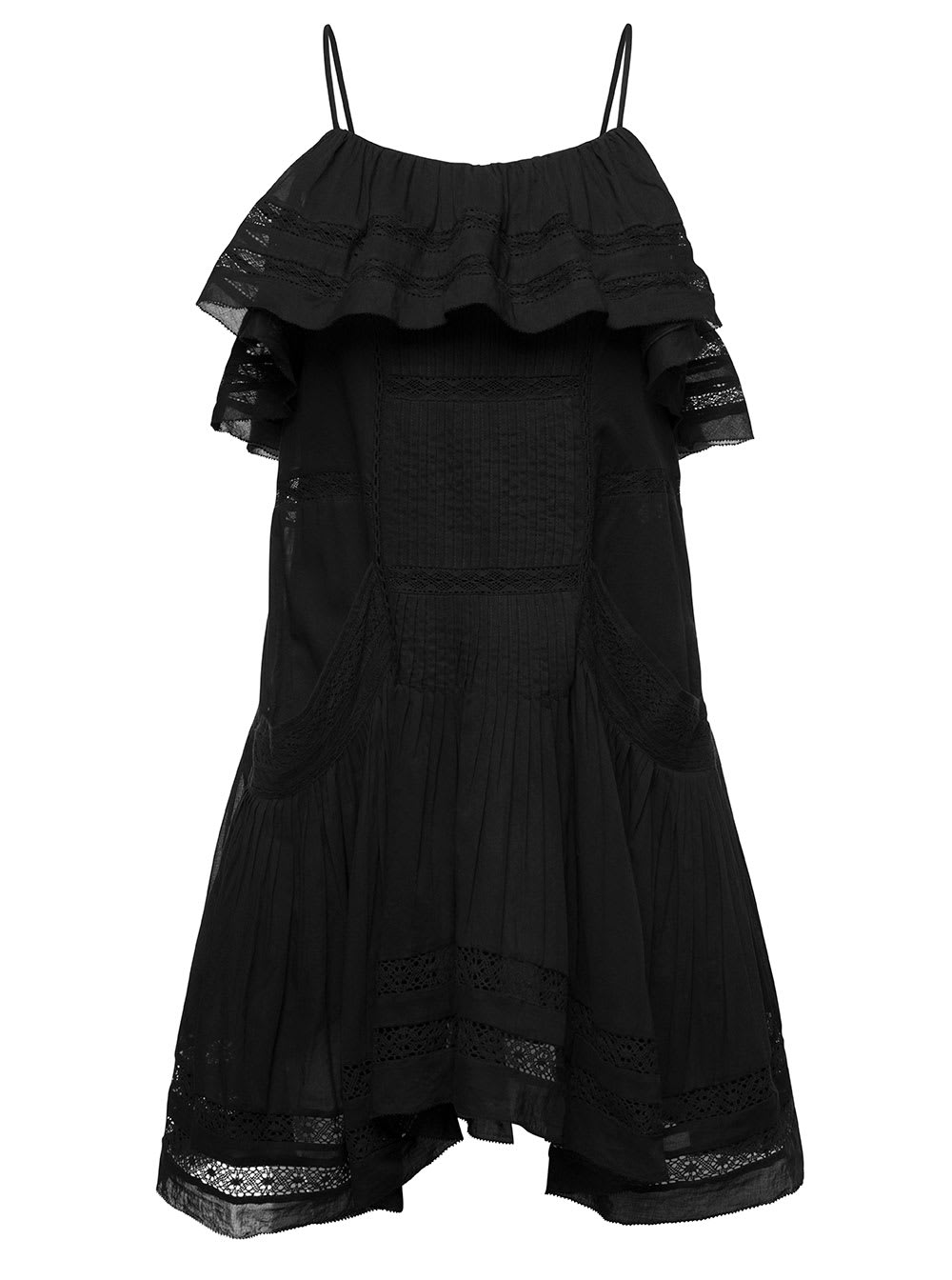 Isabel Marant Étoile Moly Tiered Broderie-anglaise Minidress In Black
