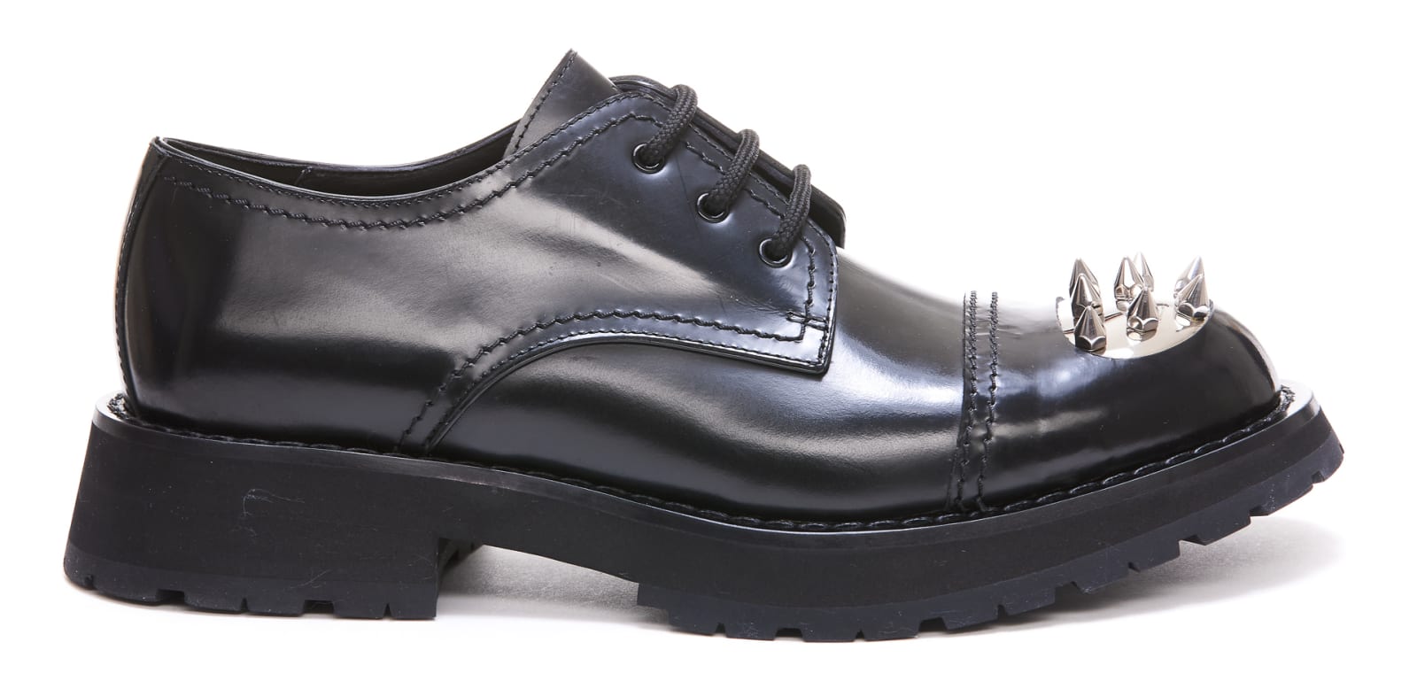 Alexander Mcqueen Punk Stud Leather Derby Shoes In Black