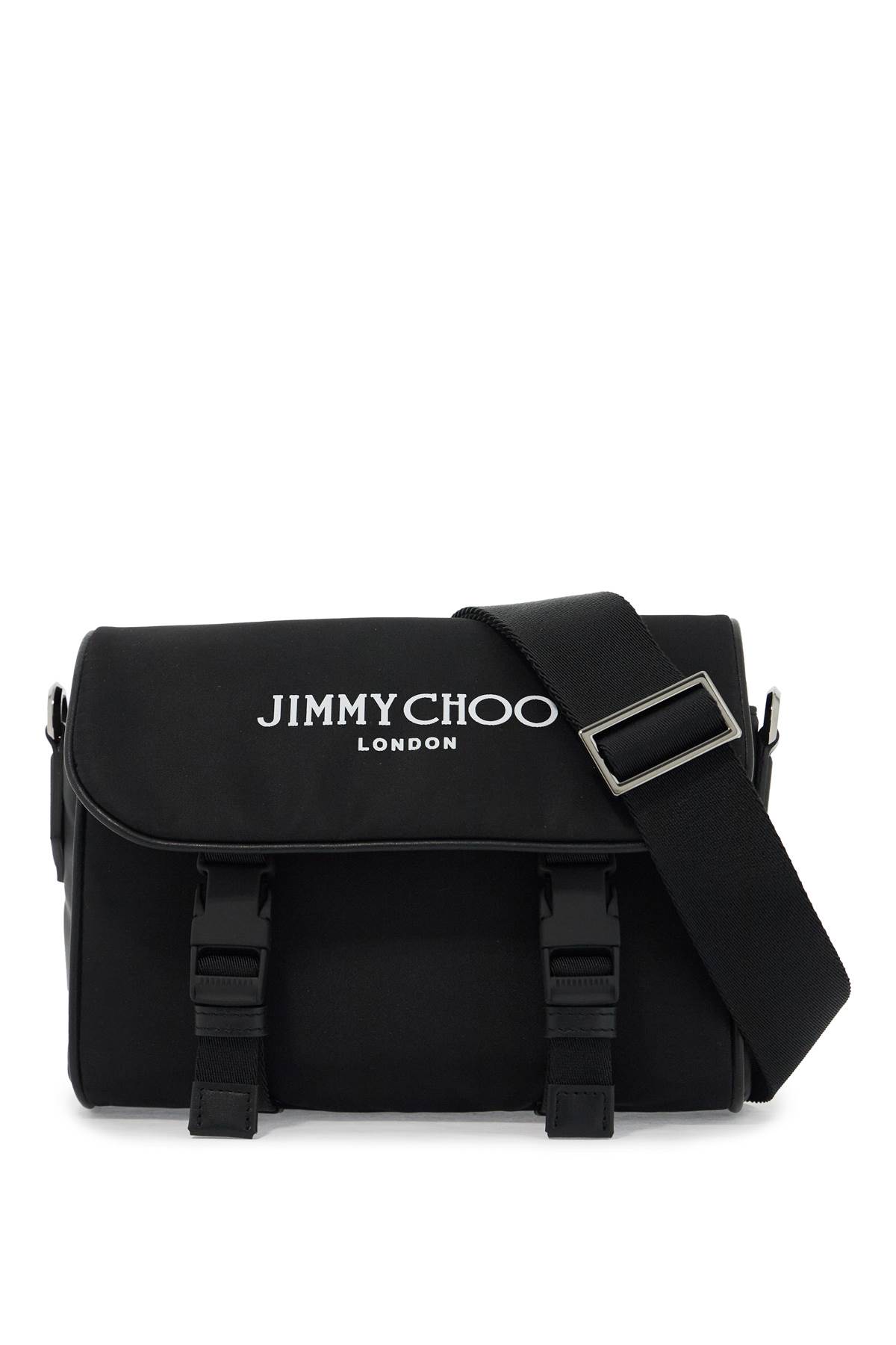 Shop Jimmy Choo Nylon Crossbody Bag Eli With Shoulder In Black Latte Gunmetal (black)