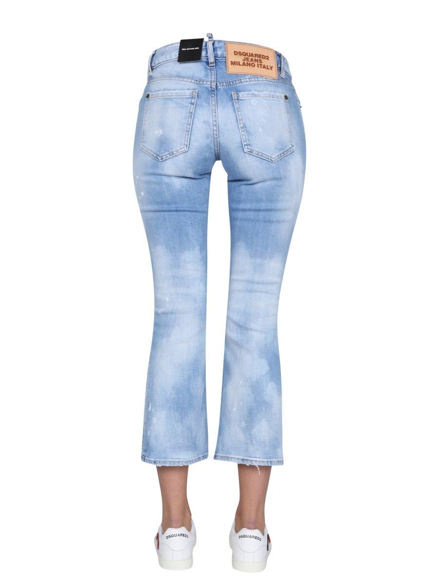 Shop Dsquared2 Kick-flared Cropped Jeans In Navy Blue