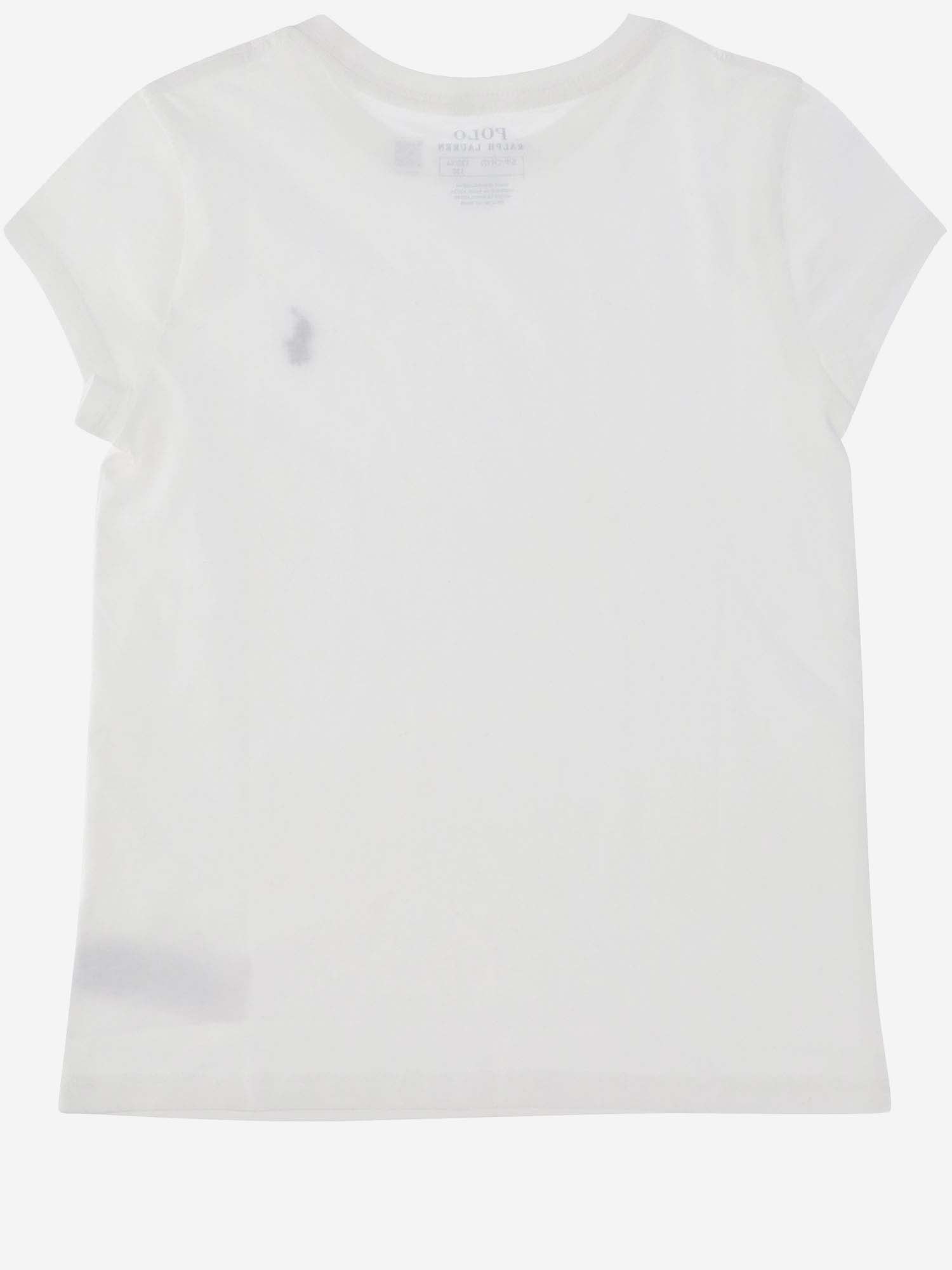 Shop Ralph Lauren Cotton T-shirt With Logo In Bianco