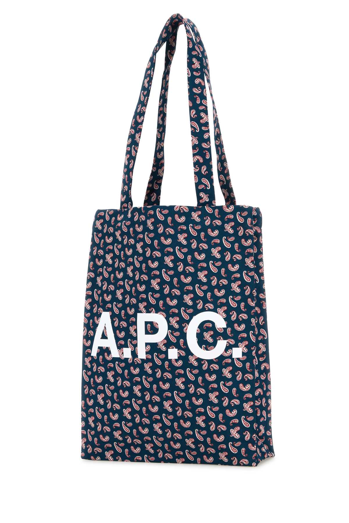Apc Printed Canvas Lou Shopping Bag In Azzurro