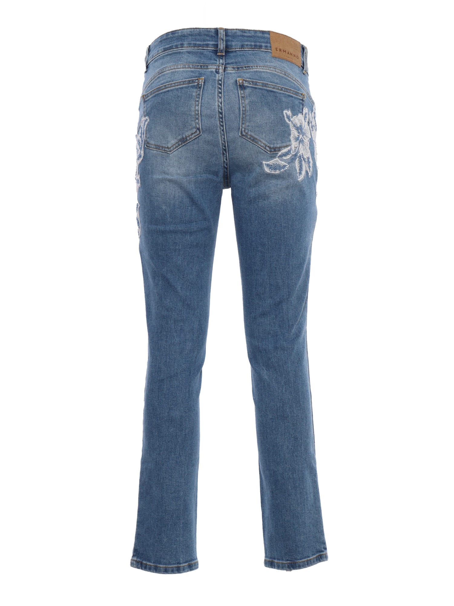 Shop Ermanno Ermanno Scervino Jeans With Lace In Blue