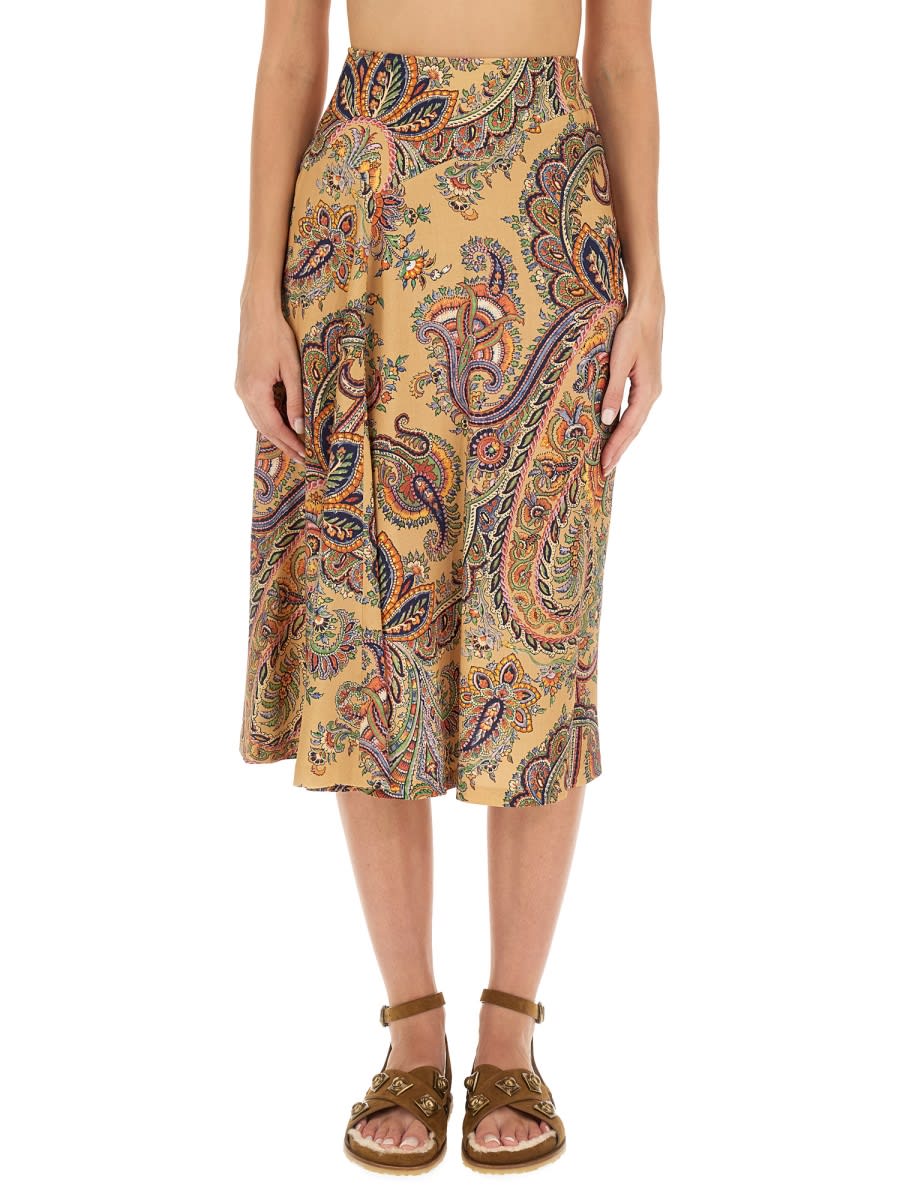 Shop Etro Paisley Print Skirt In Multicolour