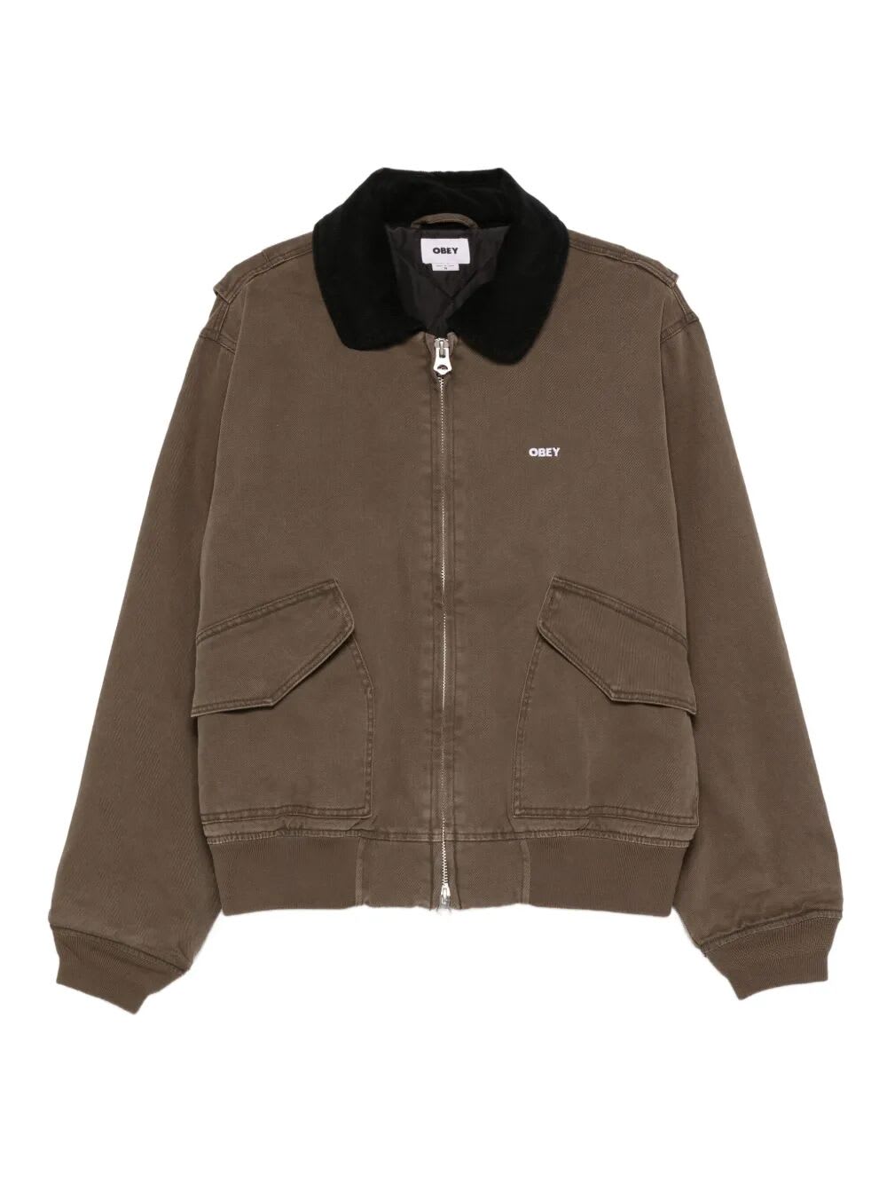 Obey Cwu Corduroy-collar Jacket In Brown