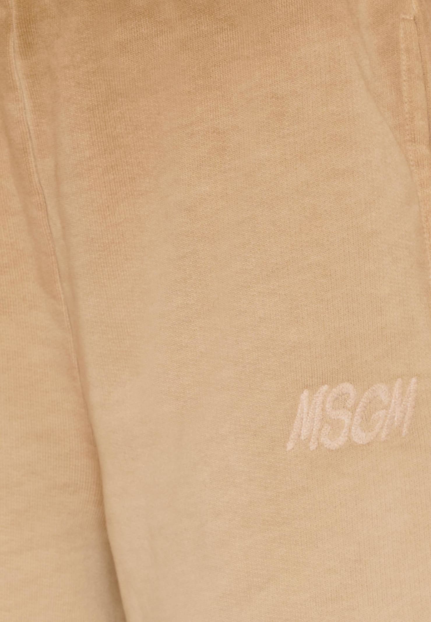 Msgm Beige Trousers For Kids With Logo In Brown
