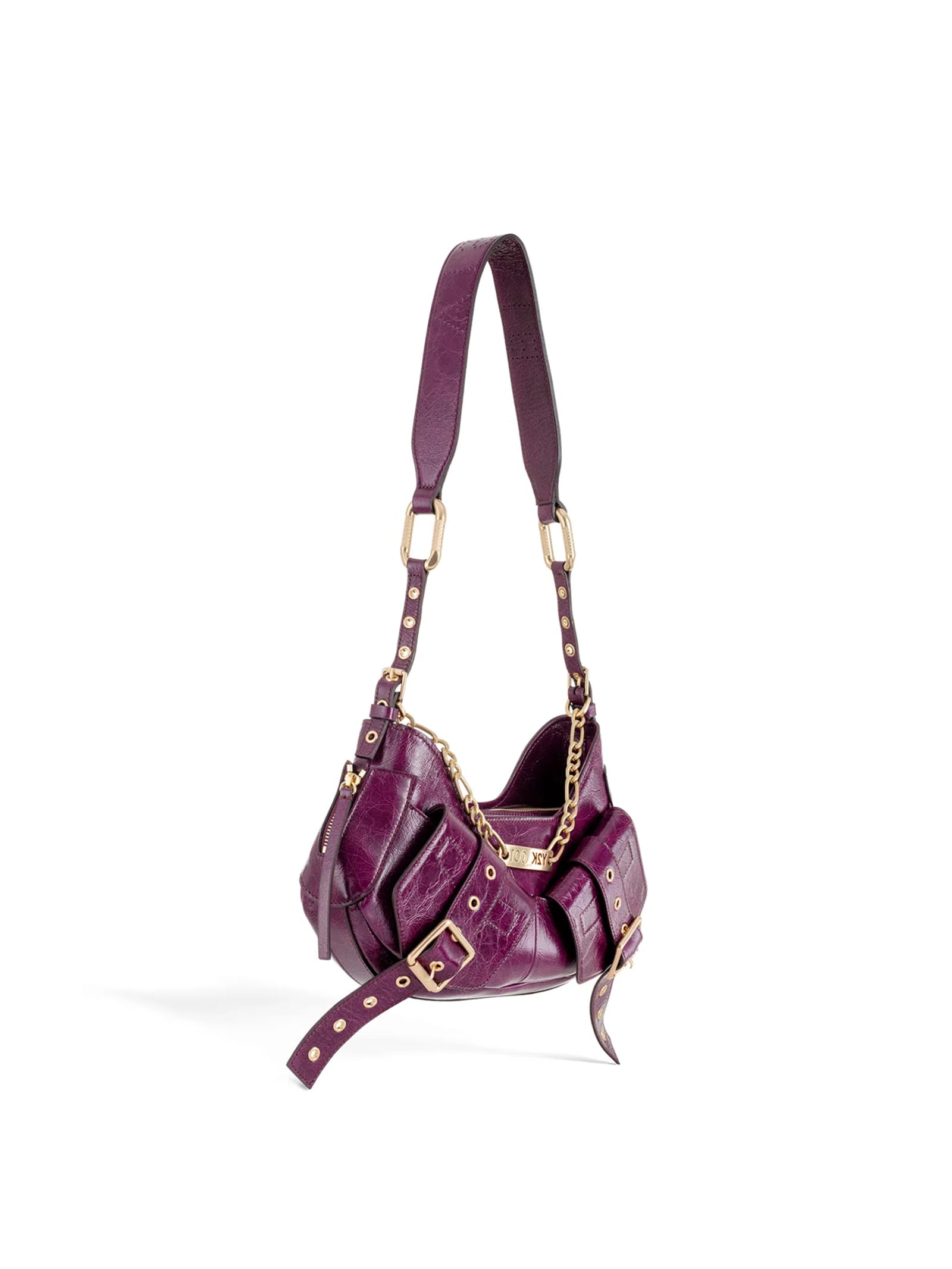 Biasia Y2K Leather Shoulder Bag - Purple
