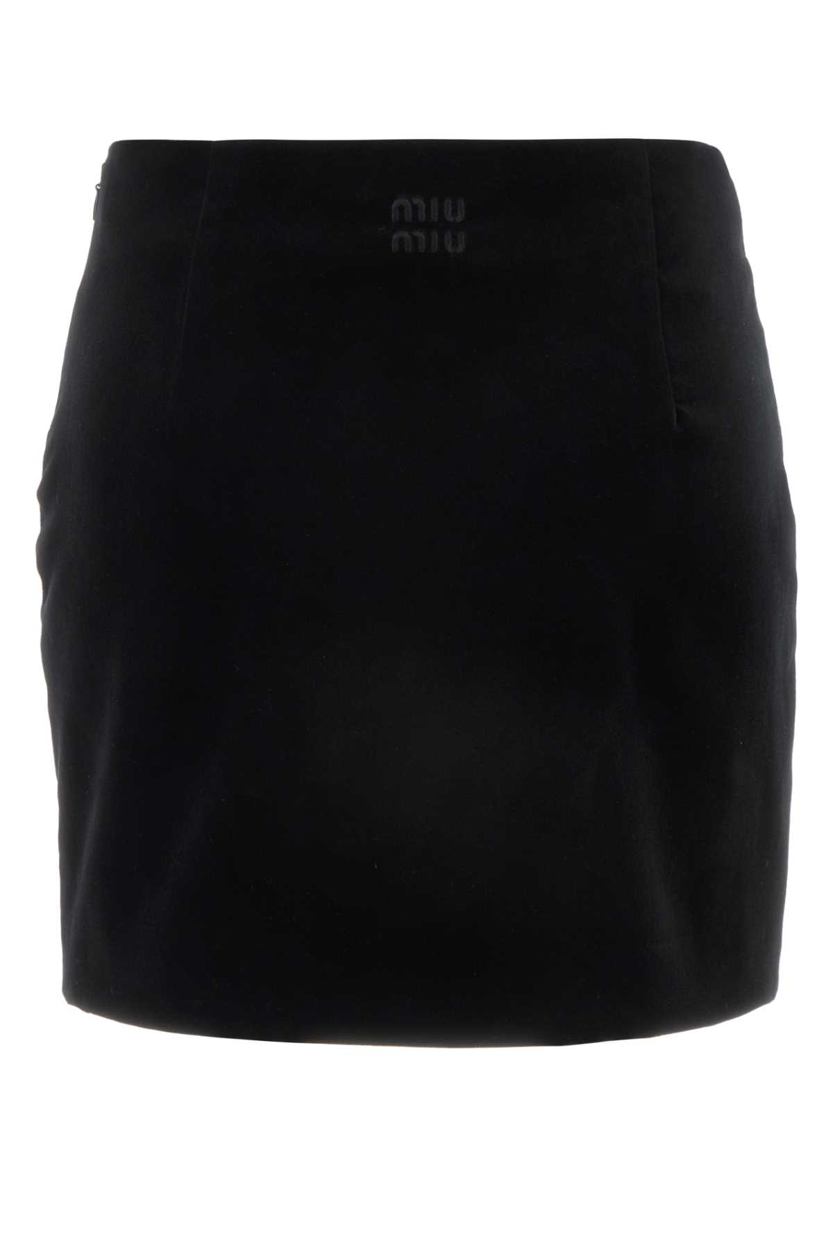 Miu Miu Black Stretch Velvet Mini Skirt In Black