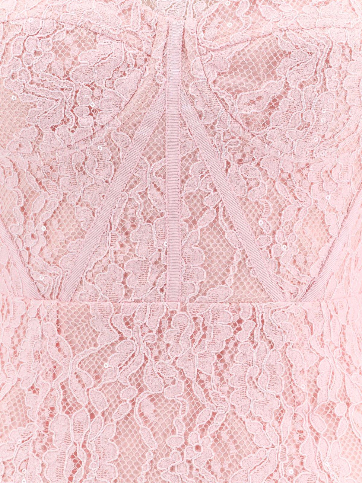 Self-portrait Lace Embellished Midi Dress In Pink