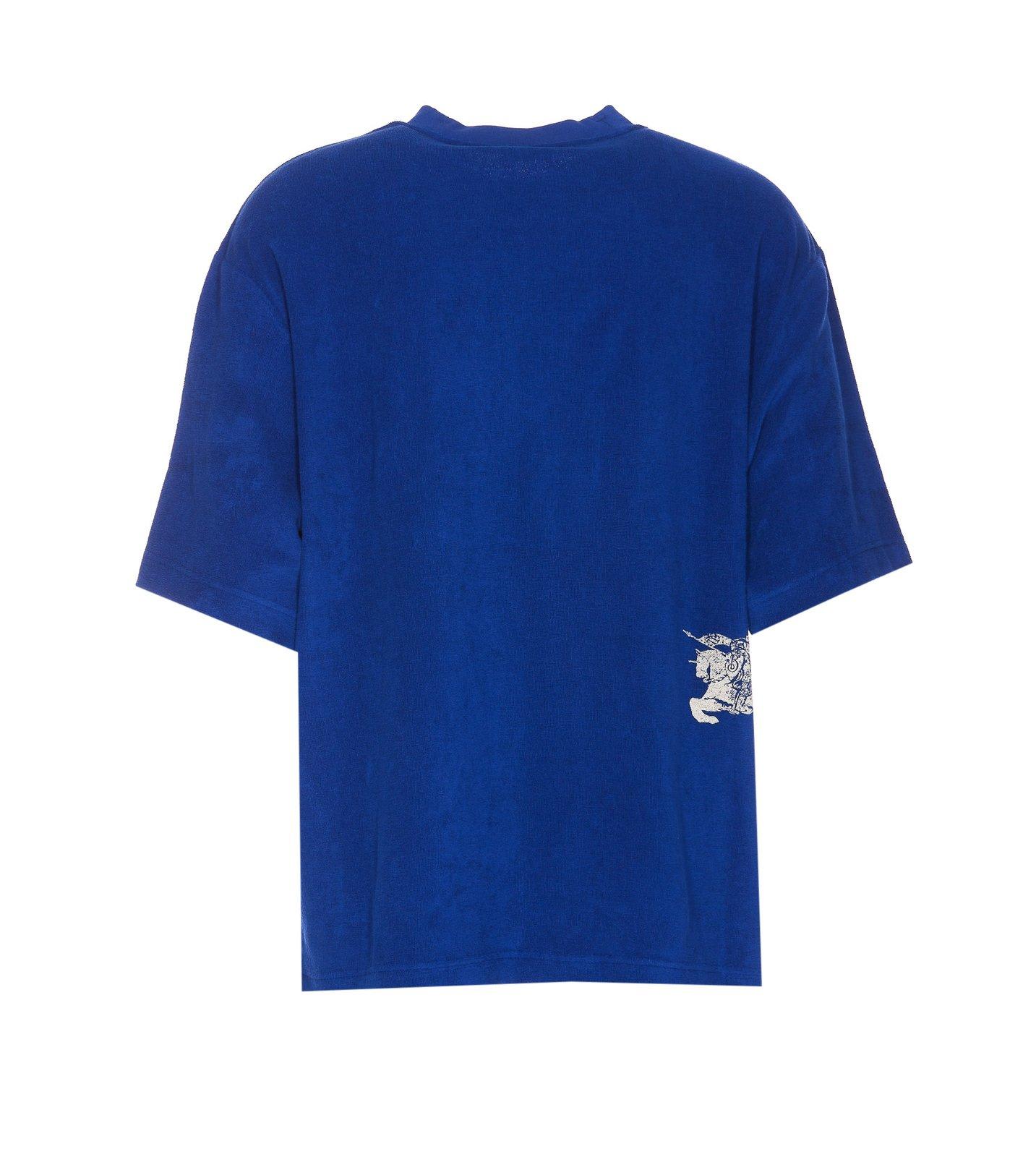 Shop Burberry Ekd-motif Crewneck Towelling T-shirt In Knight