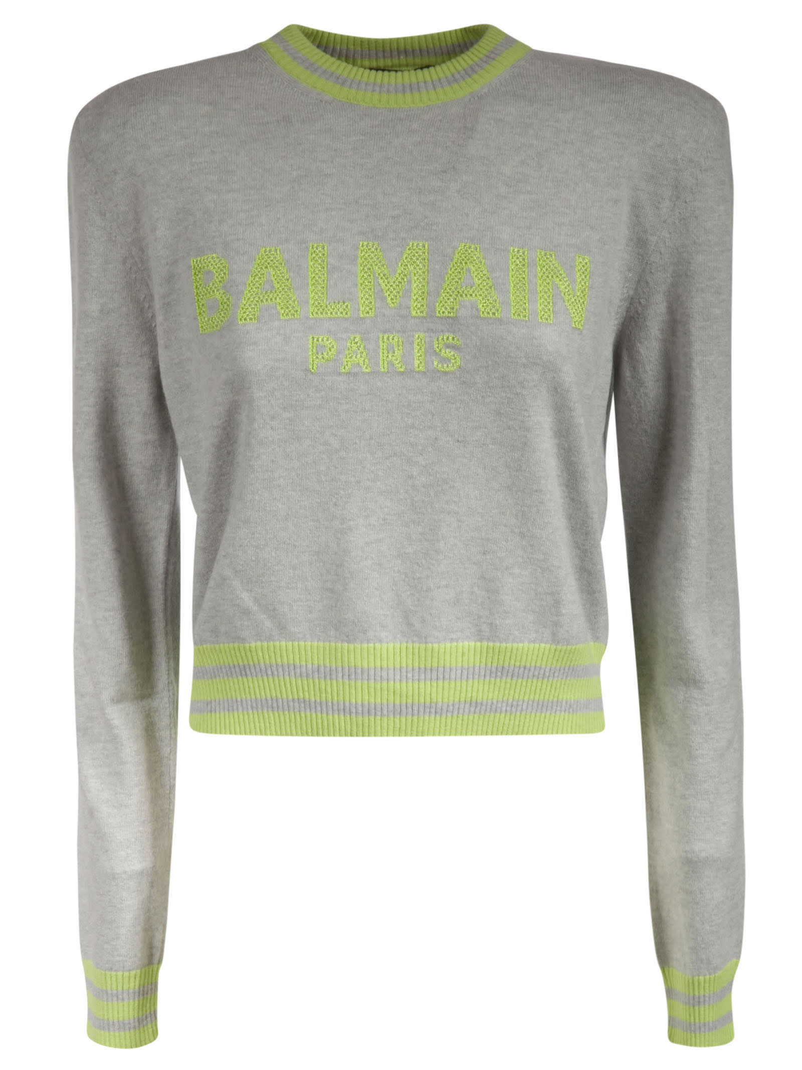 Balmain Logo Sweatshirt In Grey/green