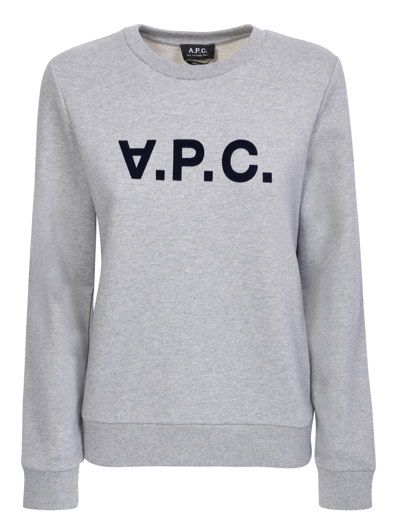 Apc Logo Print Sweatshirt In Grey