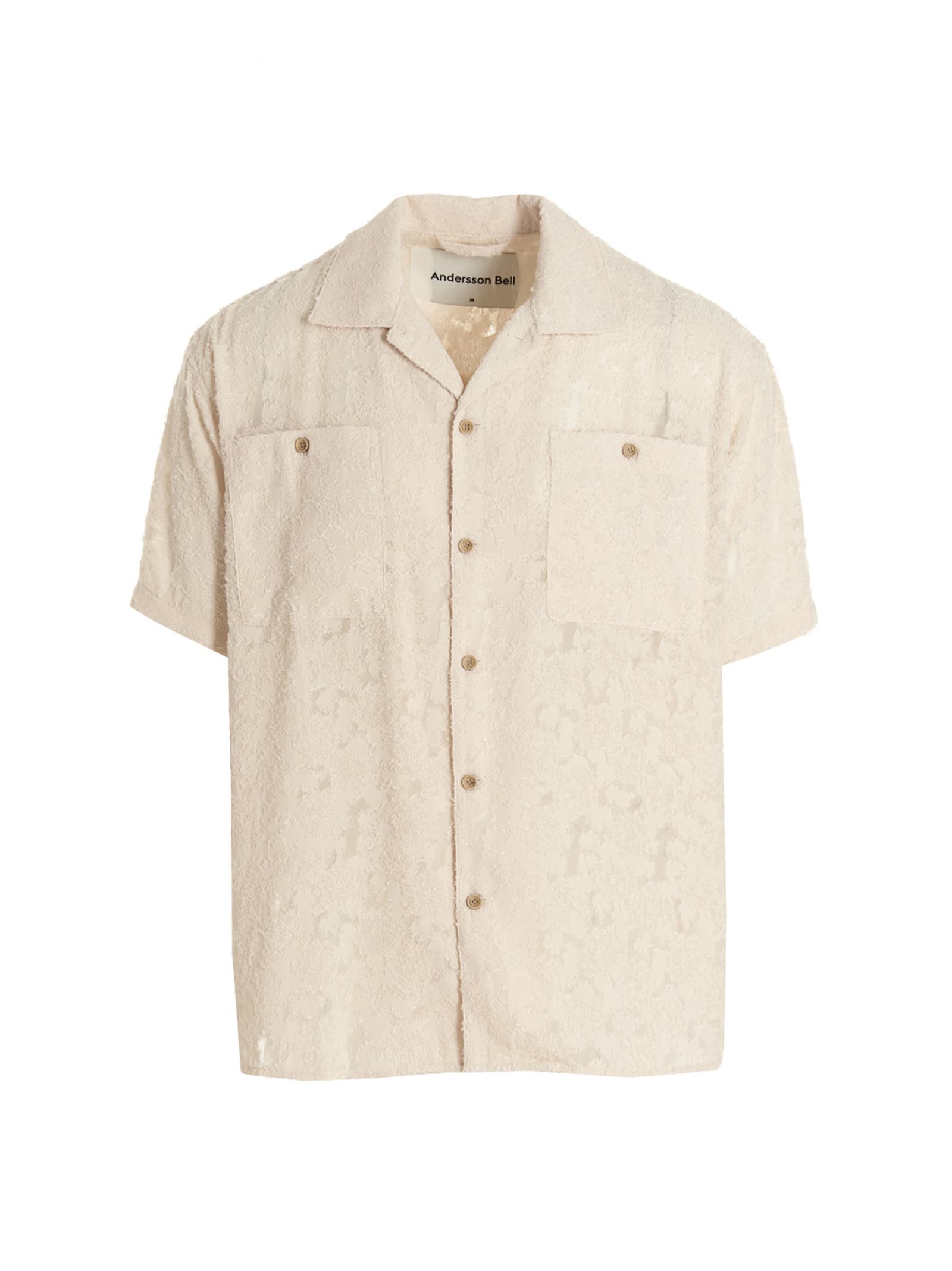 Andersson Bell Men's Bali Sheer Floral Lace Camp Shirt In Ecru