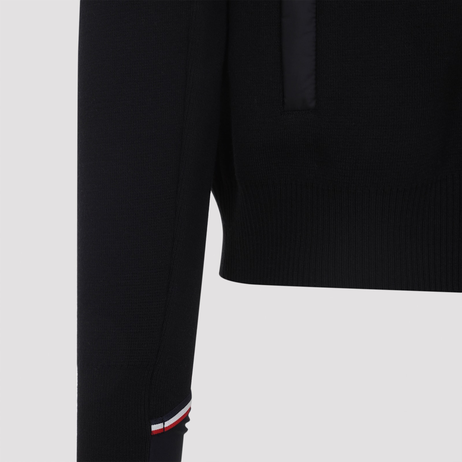 Moncler Padded Wool Zip-up Cardigan In Black