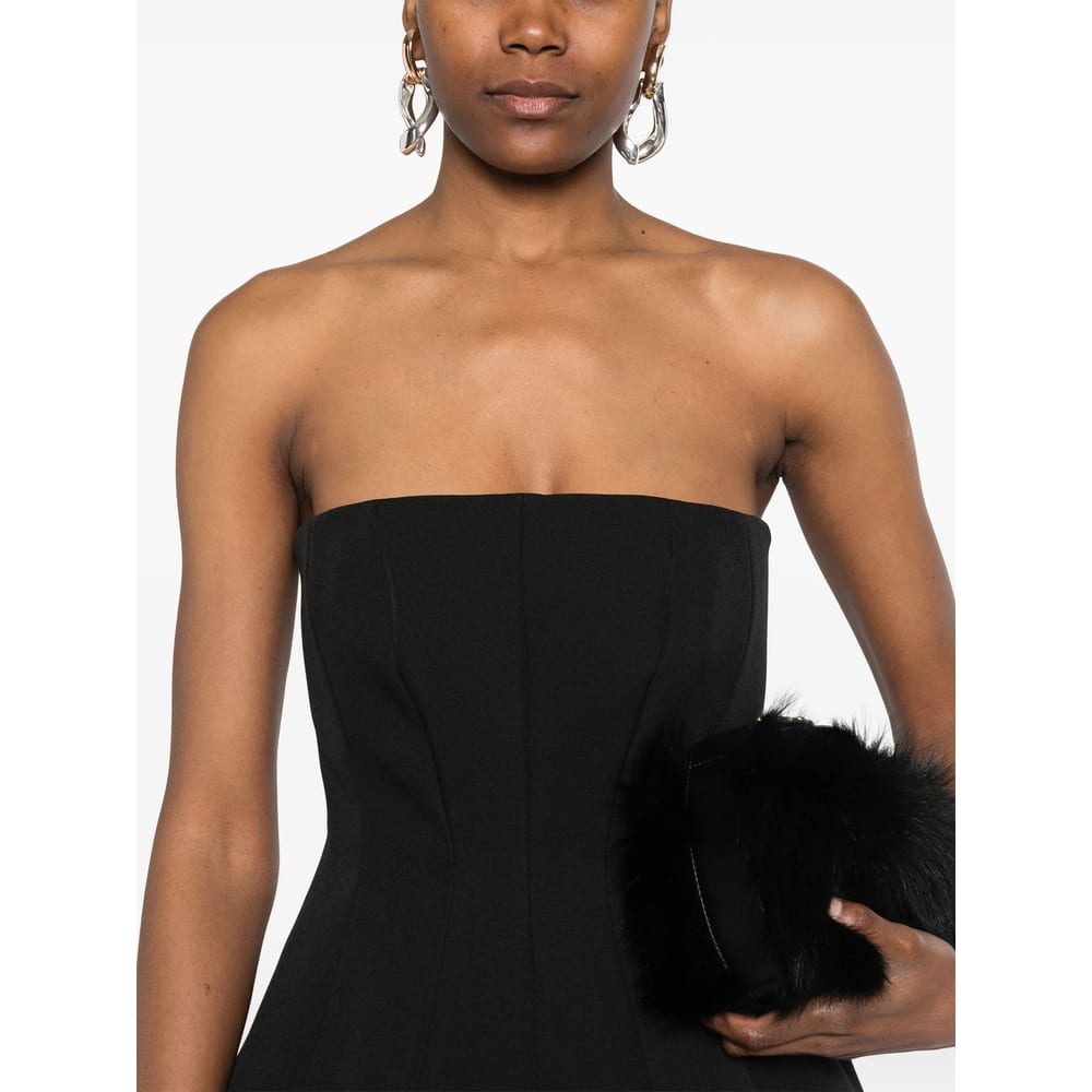 Max Mara Strapless Bustier Dress Side Pockets In Black