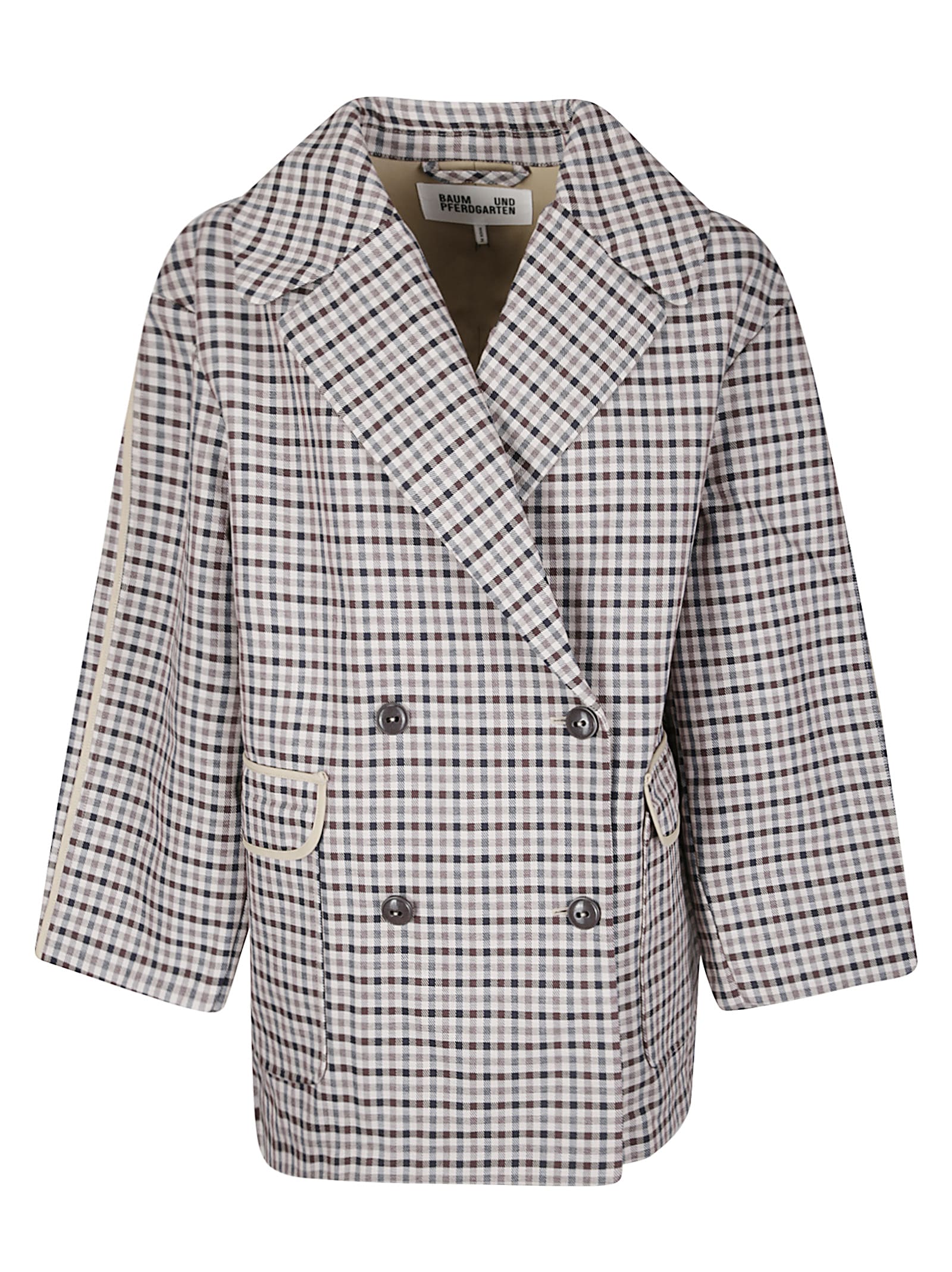 Baum Und Pferdgarten Checked Double-breasted Coat In Gray