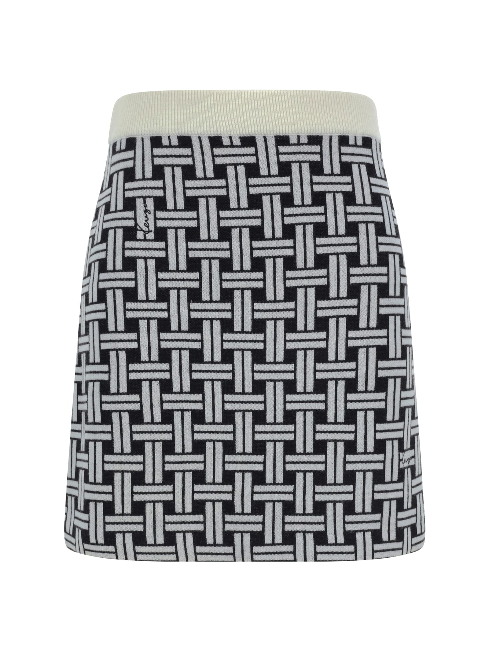 Shop Kenzo Weave Skirt In Off White