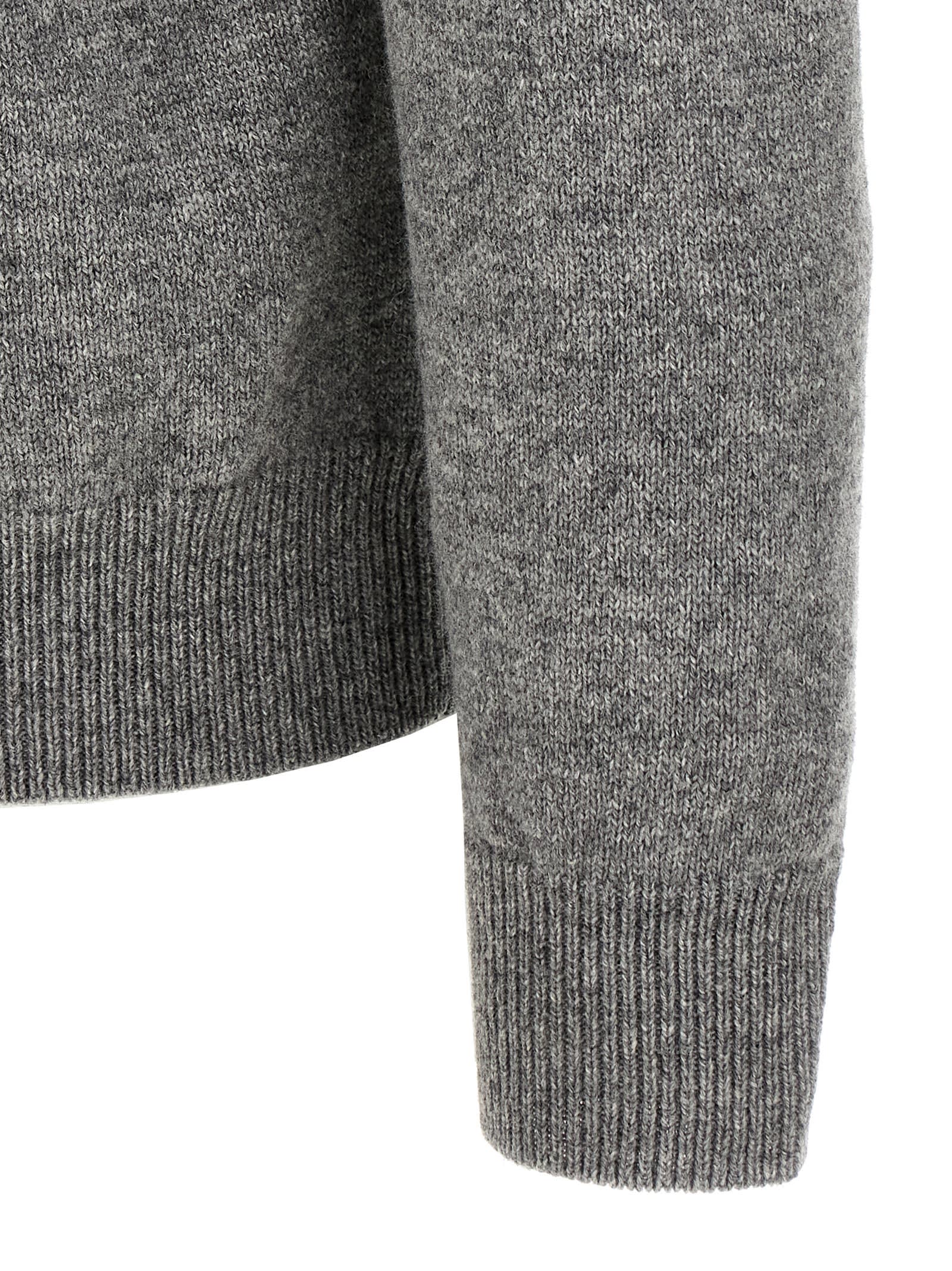 Zanone Crew Neck Wool Sweater With Ribbed Cuffs In Gray
