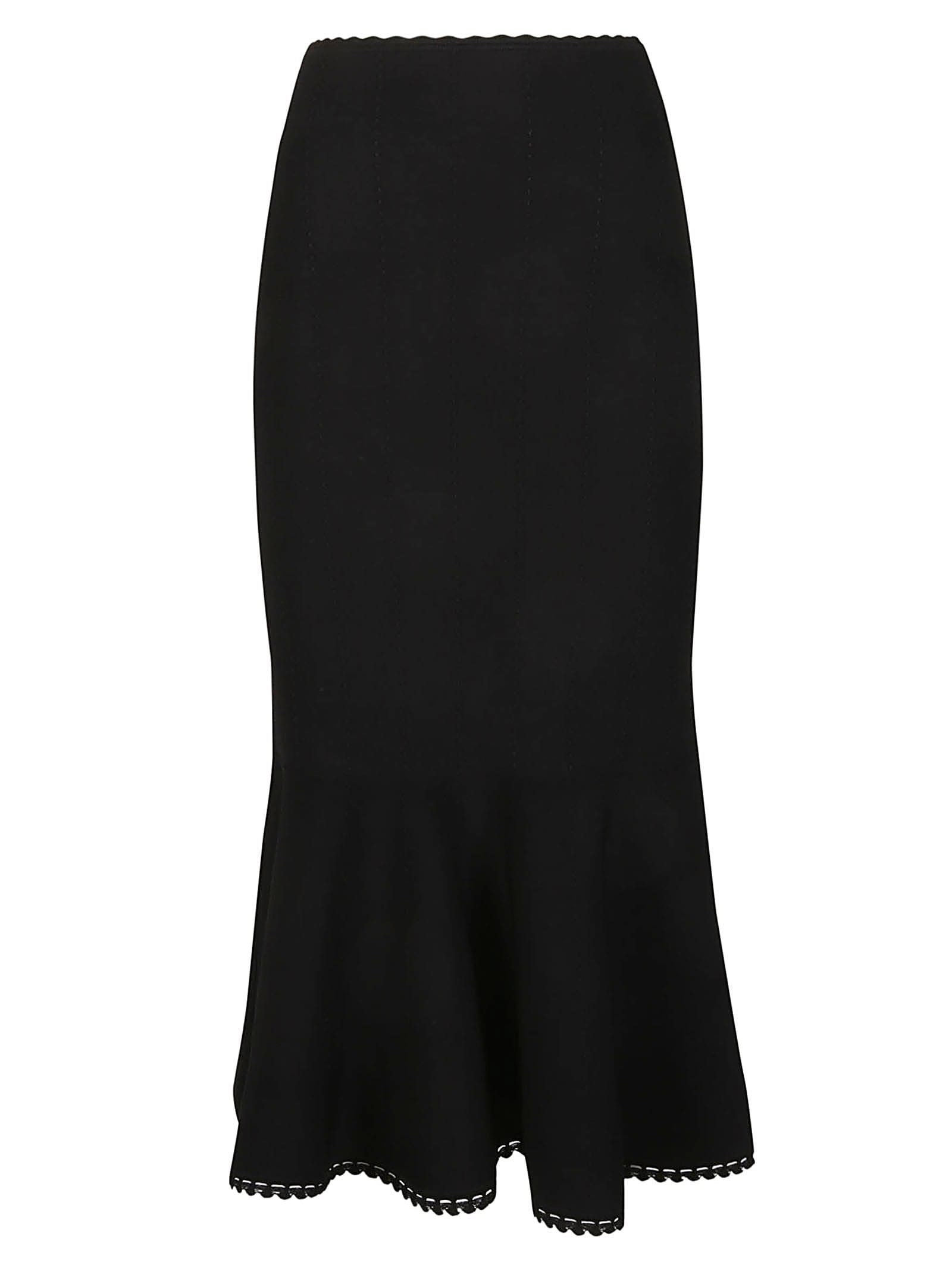 Shop Victoria Beckham Scallop Trim Flared Skirt In Black