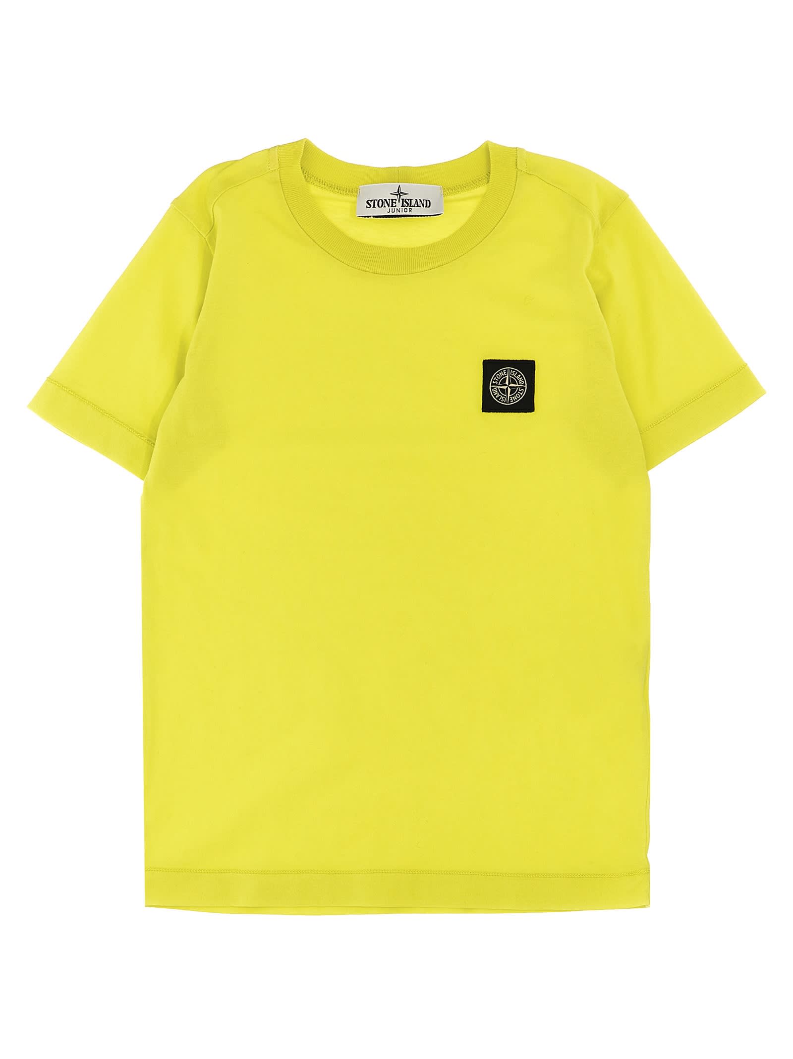 Stone Island Junior Kids' Logo Patch T-shirt In Yellow