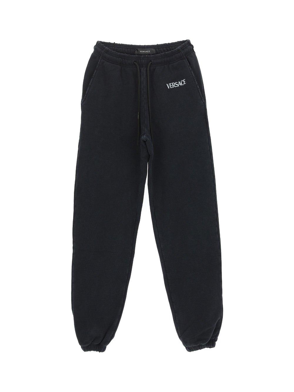 Versace Logo-printed Drawstring Sweatpants In Black