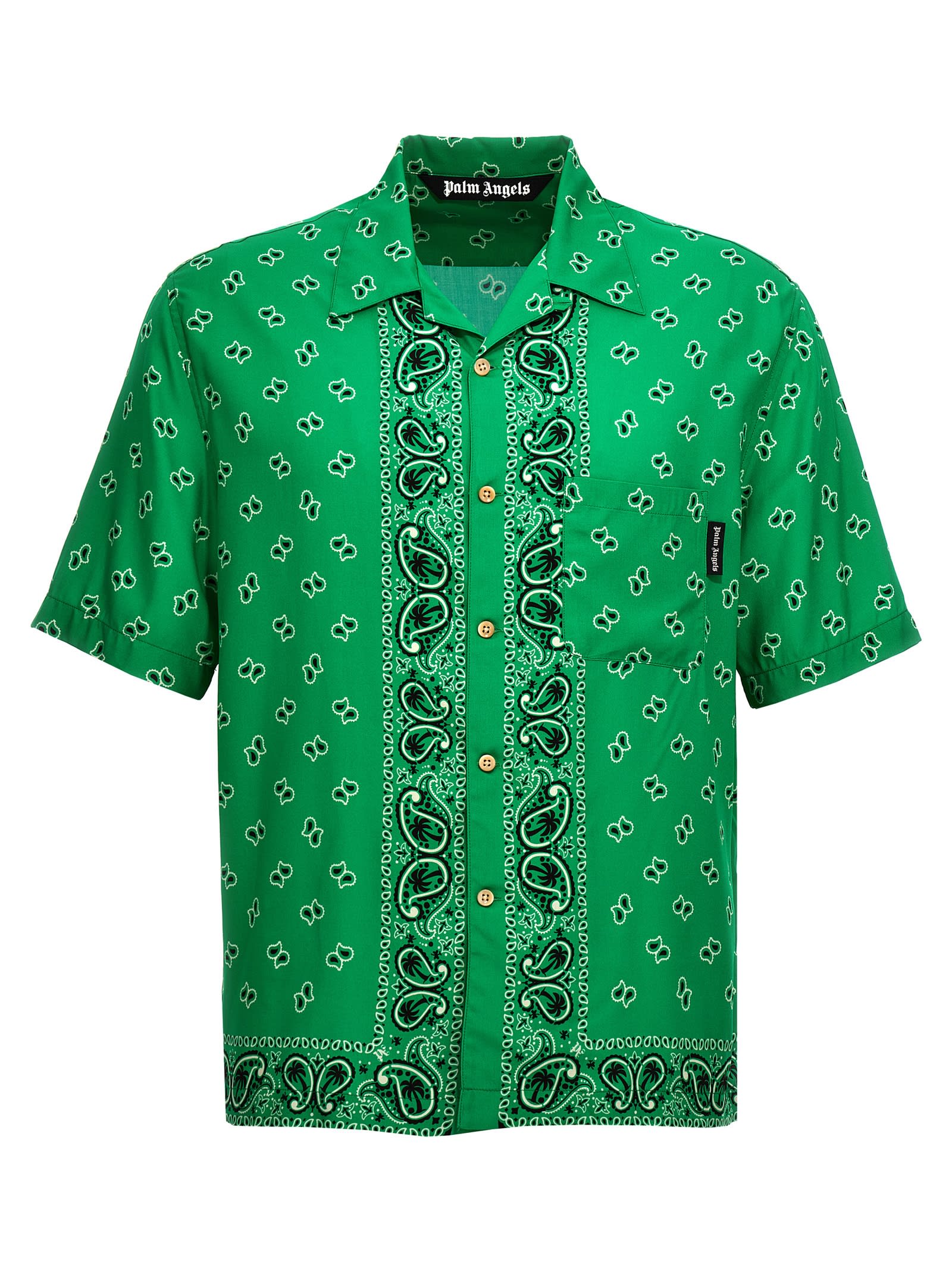 Shop Palm Angels Paisley Bowling Shirt In Green