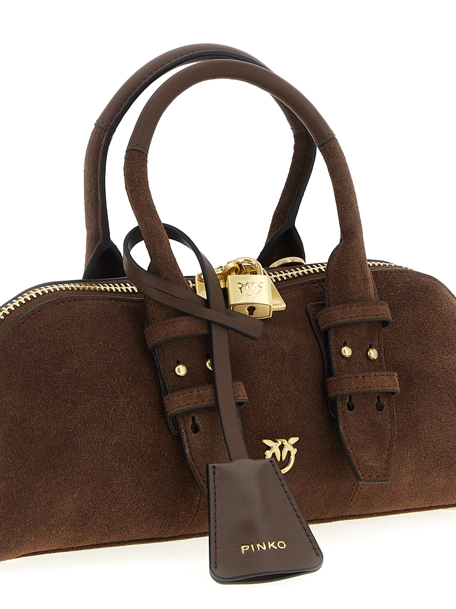 Pinko Bowling Baguette Shoulder Bag In Brown