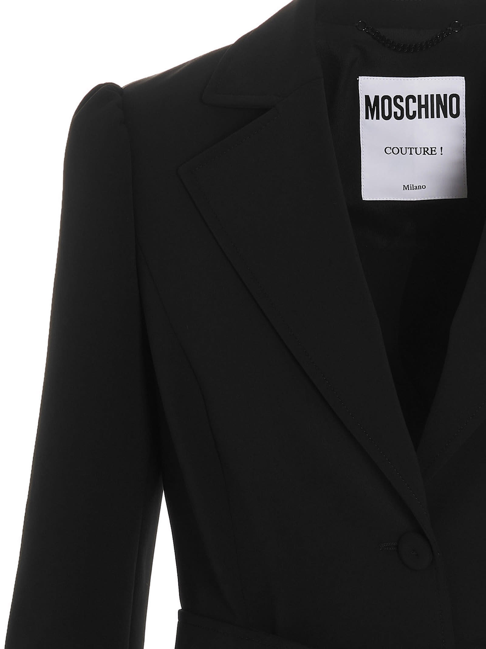 Shop Moschino Belt Detail Blazer In Black