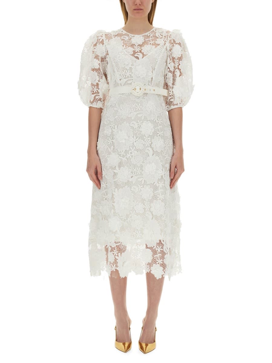 Shop Zimmermann Lace Dress In Ivory