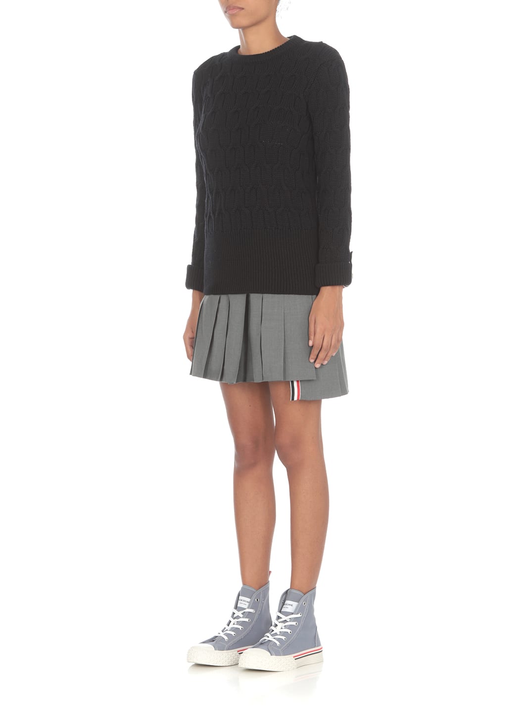 Thom Browne 4-bar Pleated Miniskirt In Grey