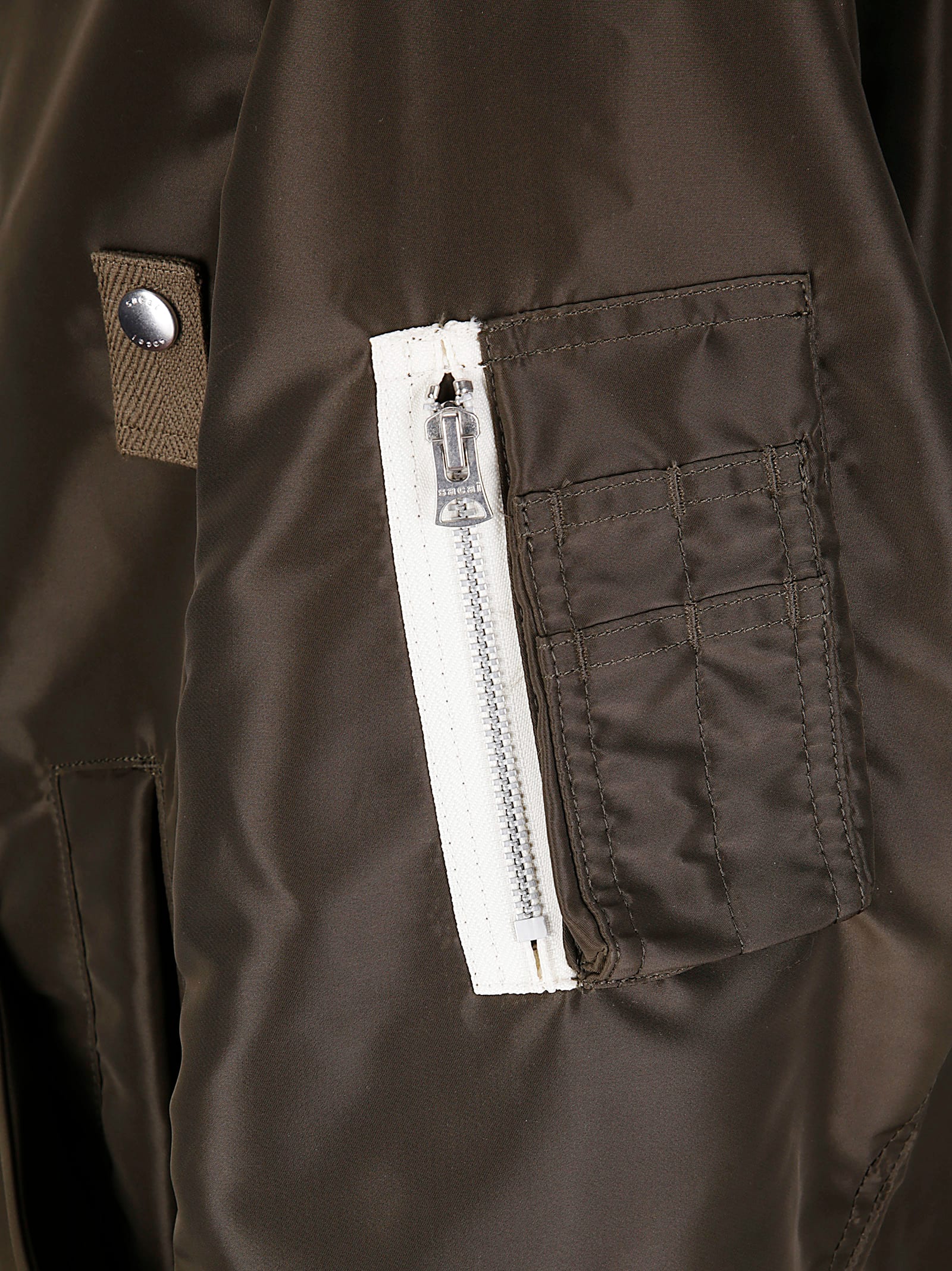 Sacai Khaki Nylon Twill Blouson Bomber Jacket In Gray