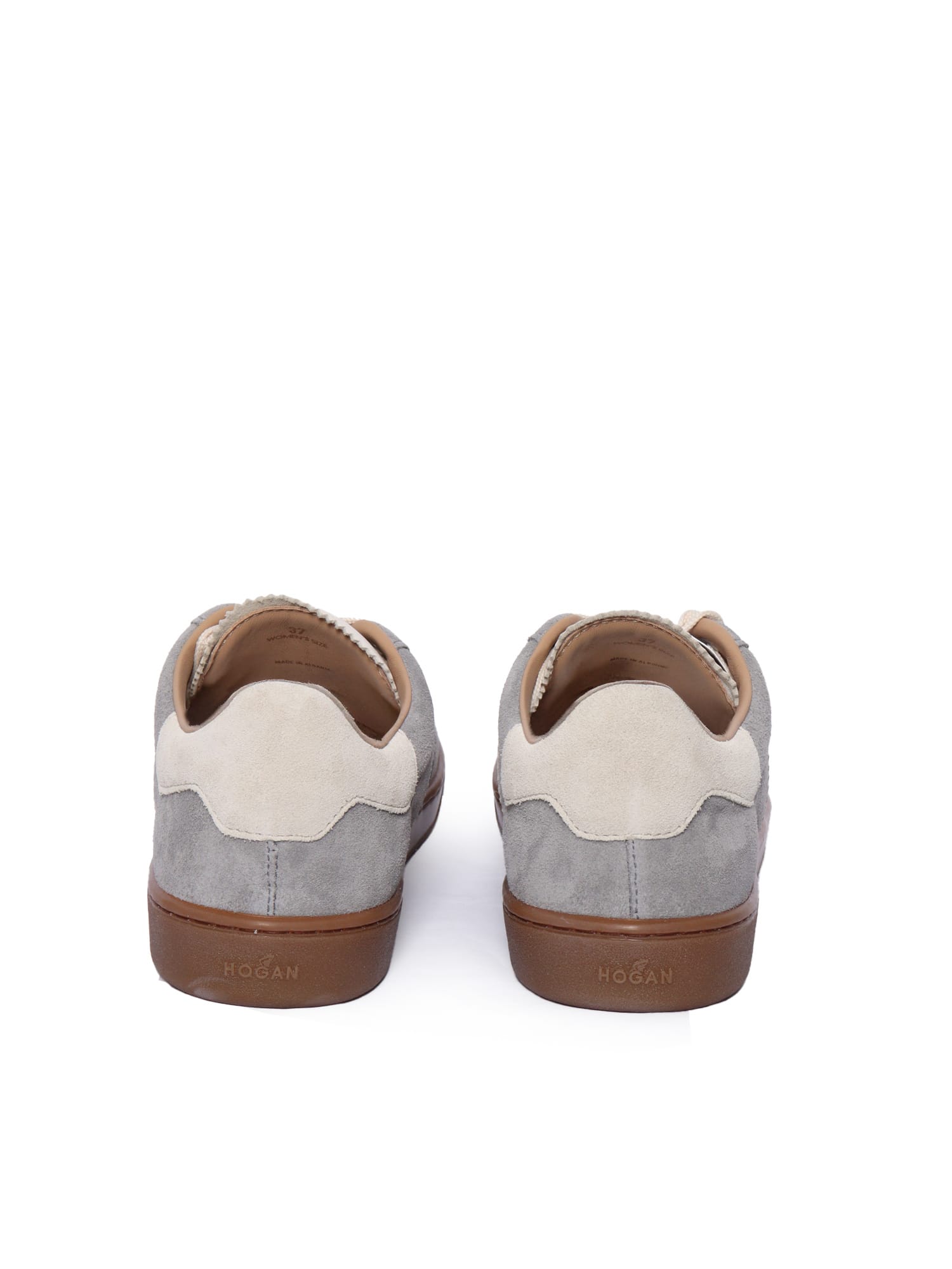 Hogan Suede Sneakers With Rubber Sole And Stitching In Gray