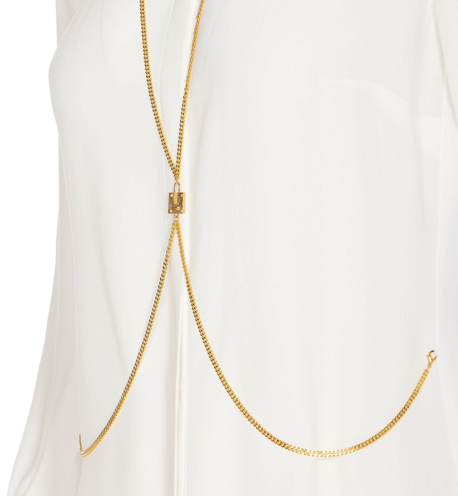 Shop Elisabetta Franchi Body-chain Detail Long-sleeved Shirt In White