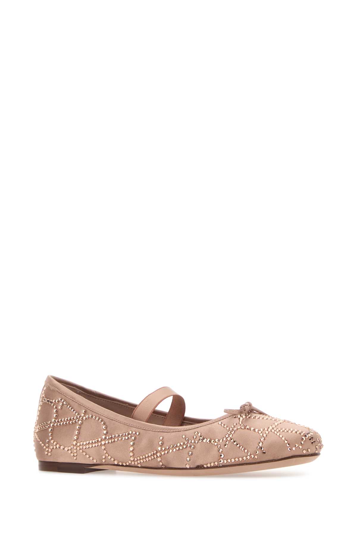 Valentino Antiqued Pink Satin Ballerinas In Nudelightpeach