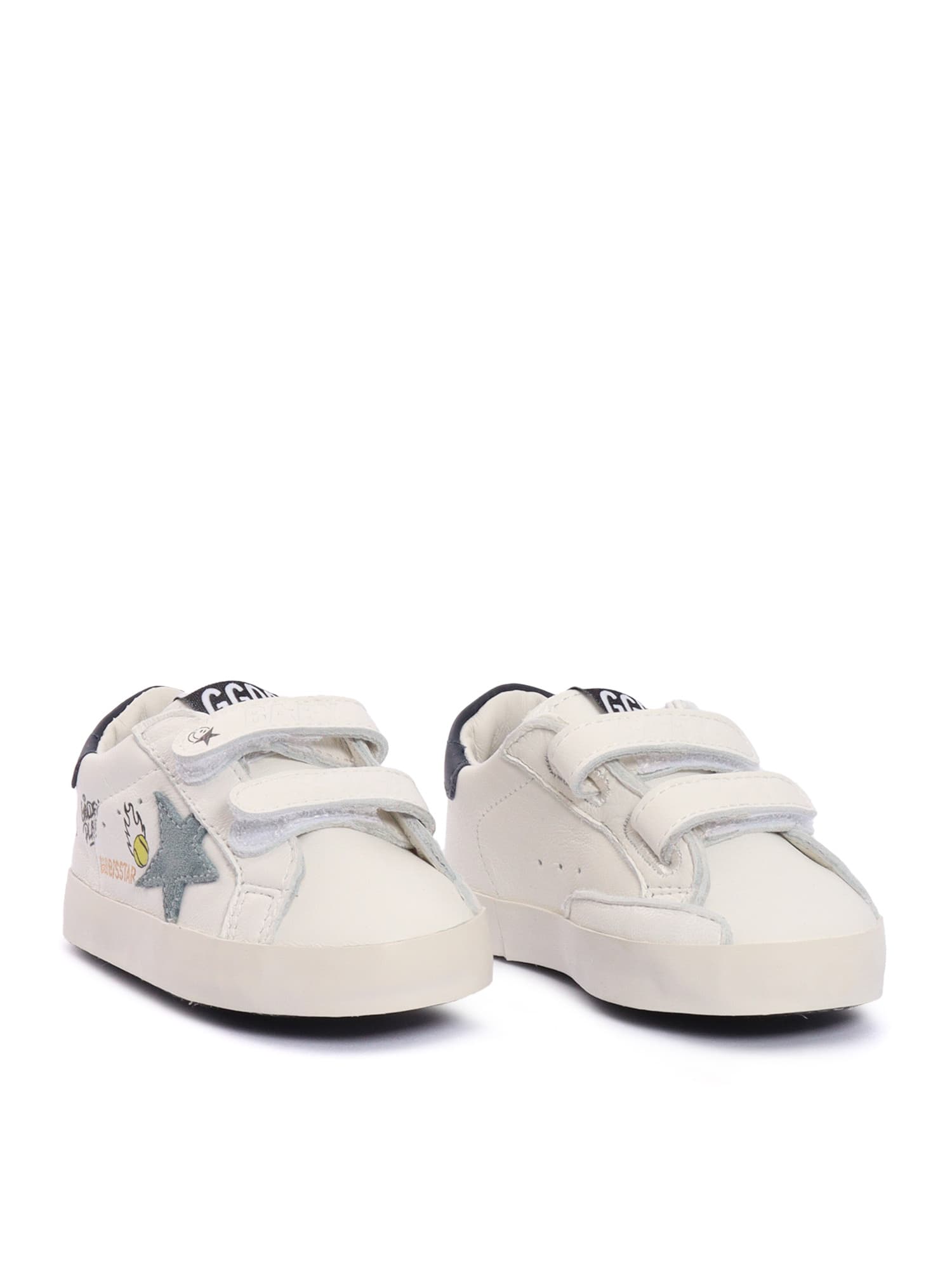 Golden Goose Baby School Nappa Upper With Prints Suede Star Leather Heel Sneakers In White