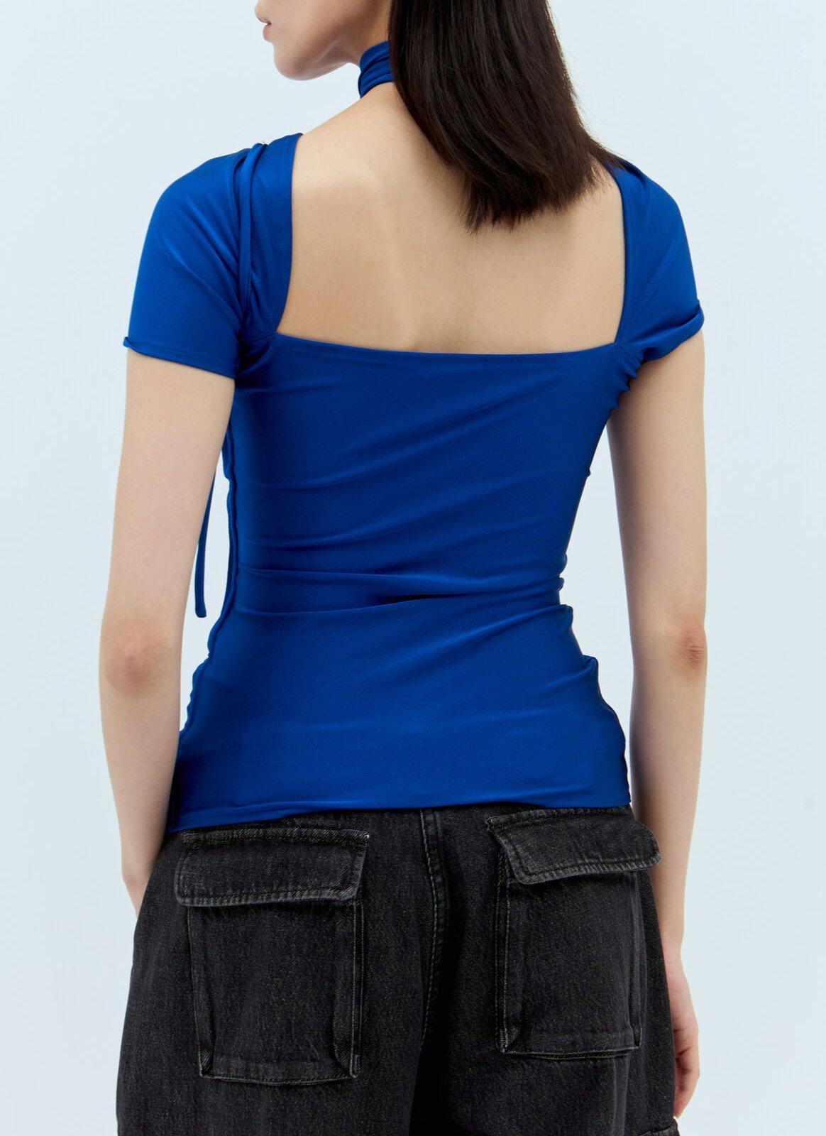 Coperni Asymmetric Cut-out Draped Top Top In Blue