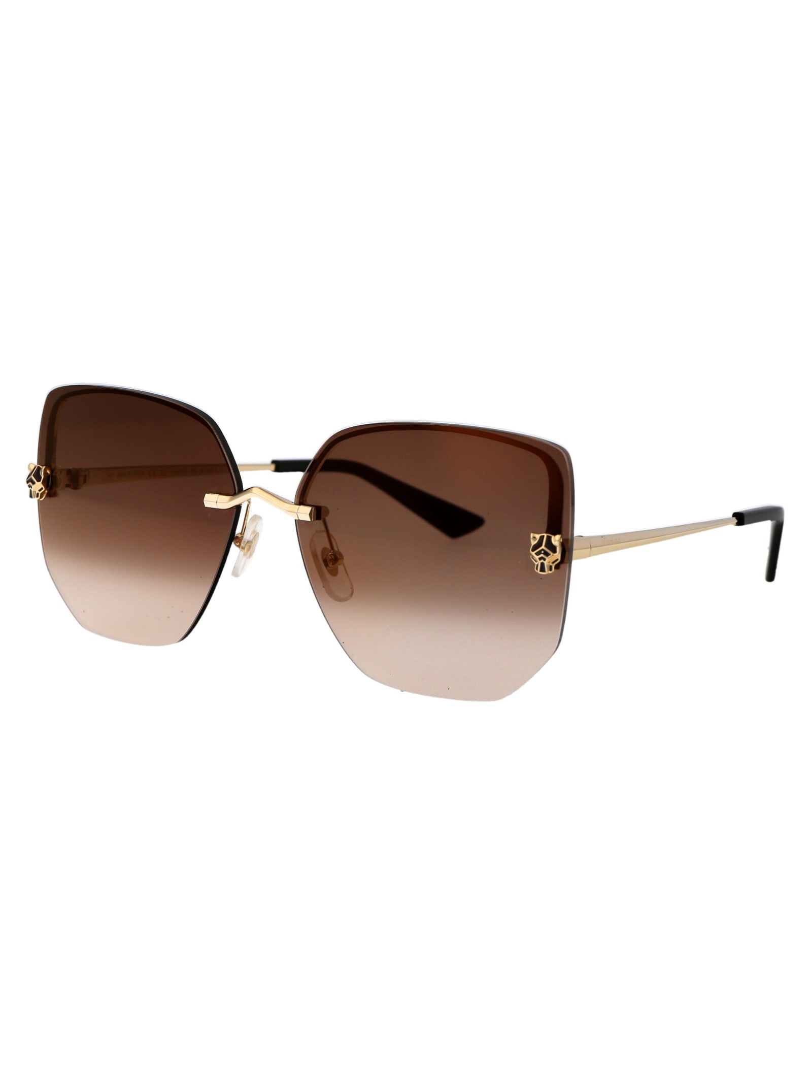 Shop Cartier Ct0432s Sunglasses In 002 Gold Gold Brown