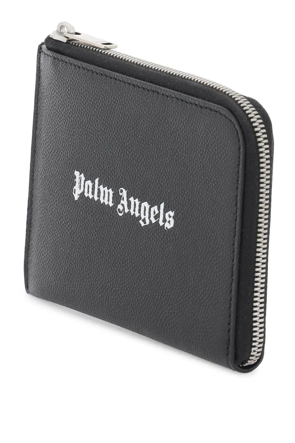 Shop Palm Angels Logo Zipped Card Holder In Black