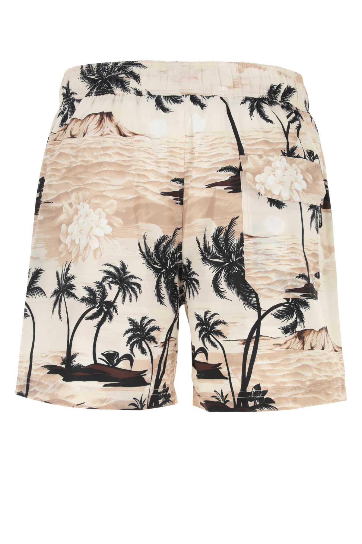 PALM ANGELS PRINTED POLYESTER SWIMMING SHORTS