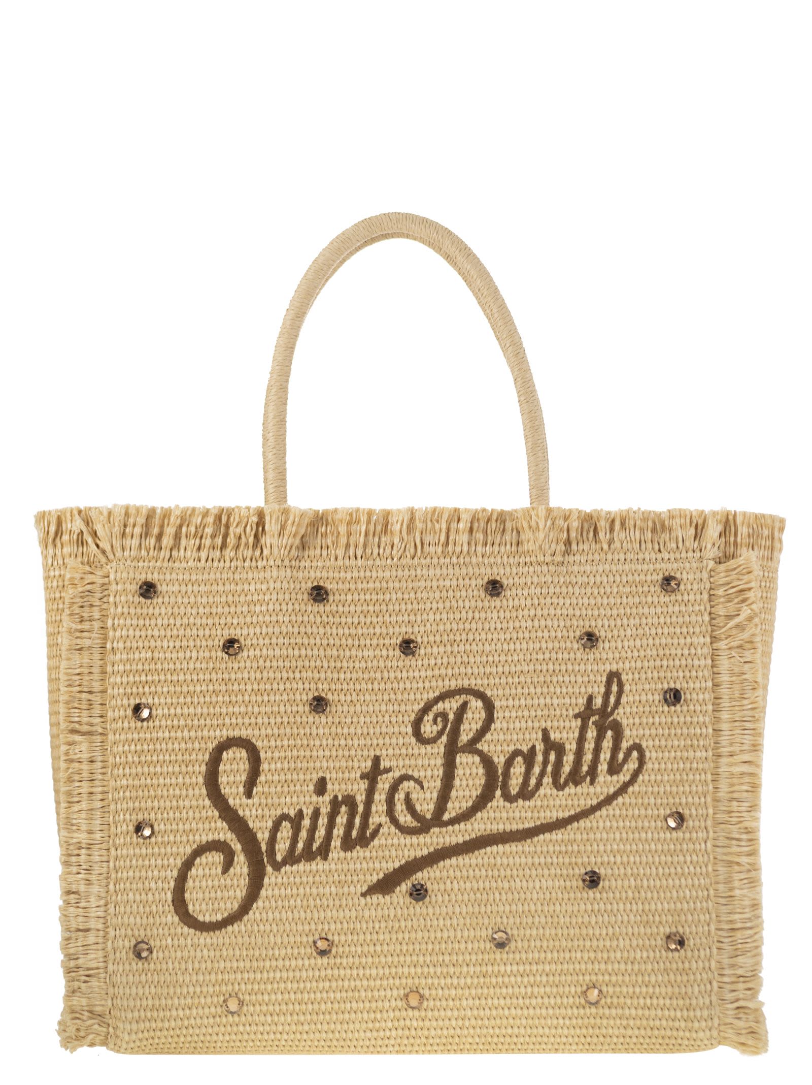 MC2 Saint Barth Vanity - Straw-effect Shoulder Bag With Applied Rhinestones