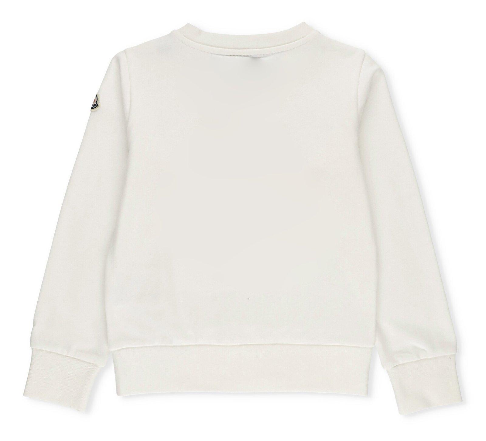 Shop Moncler Logo Patch Crewneck Sweatshirt In White