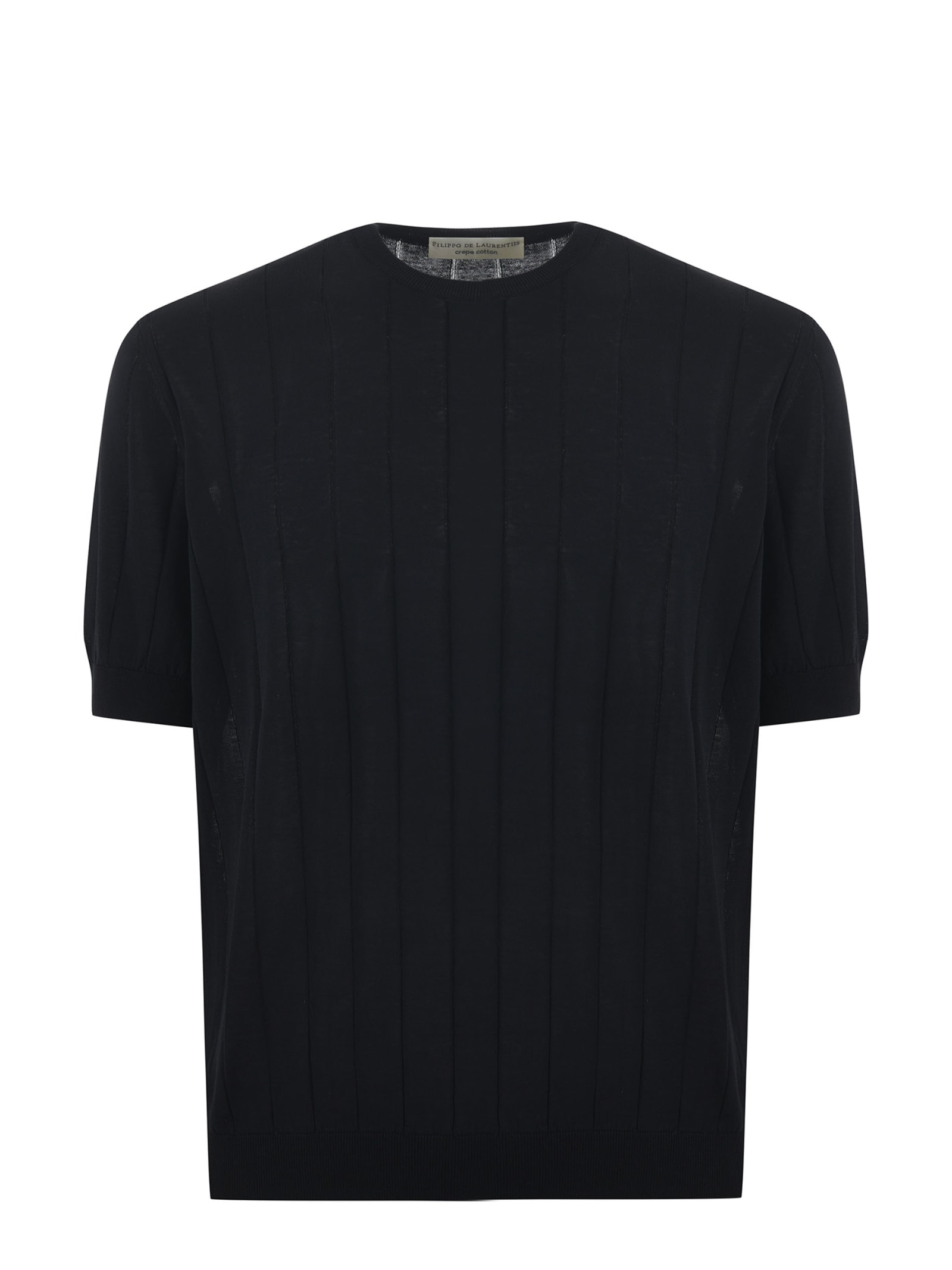 Filippo De Laurentiis Short Sleeves Round Neck Sweater In Black